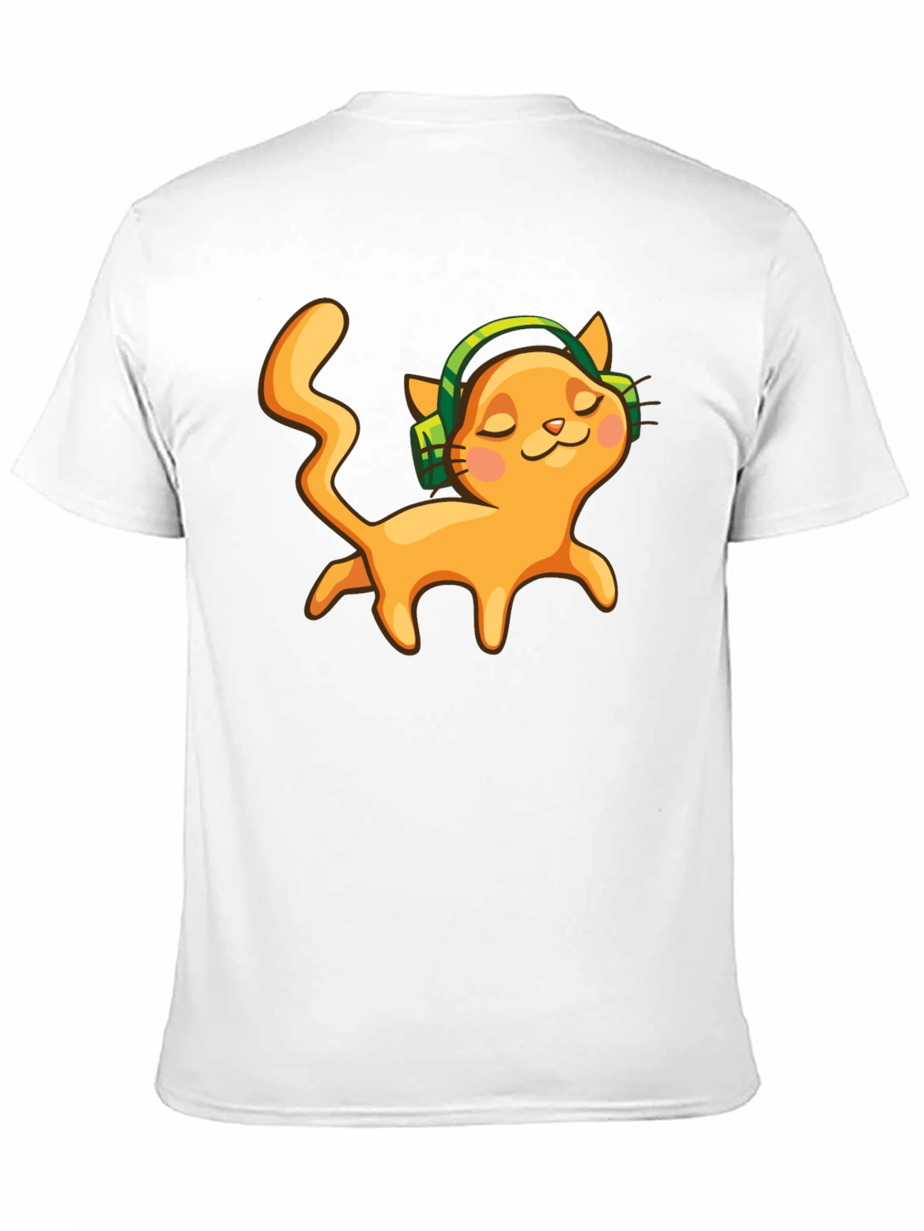 Black Cat with Headphones Black Graphic Tee view 11