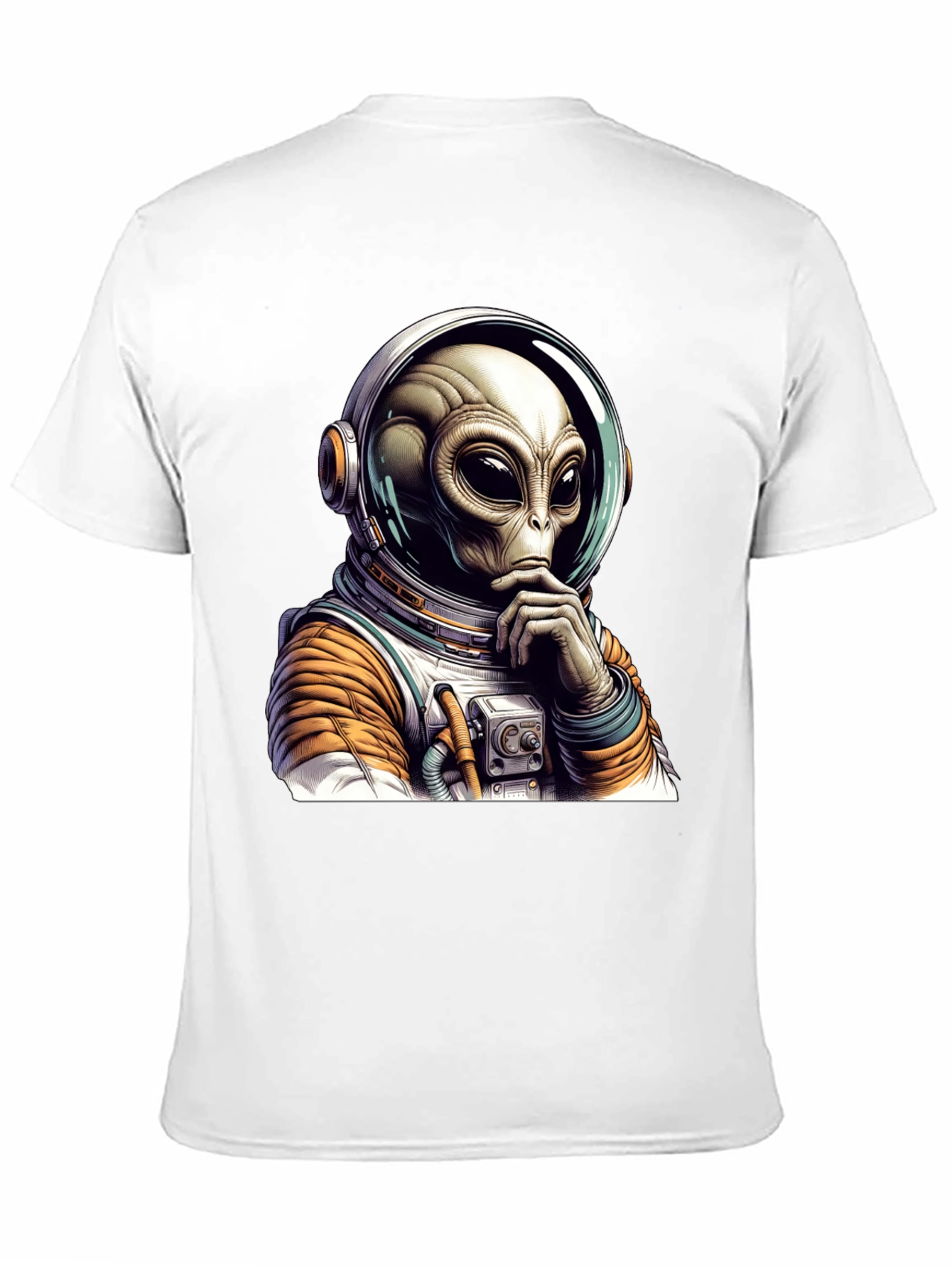 Black Alien Astronaut Graphic Tee - Black Cotton Blend view 11