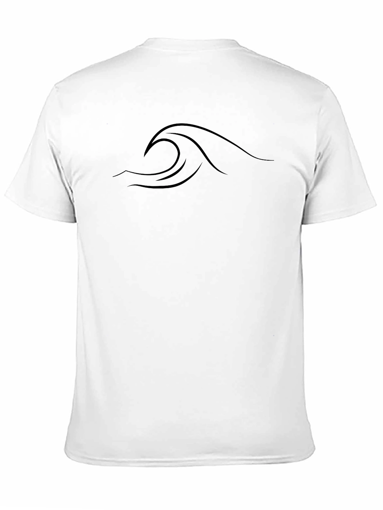 Black Men's Black Wave Design Crew Neck T-Shirt view 11