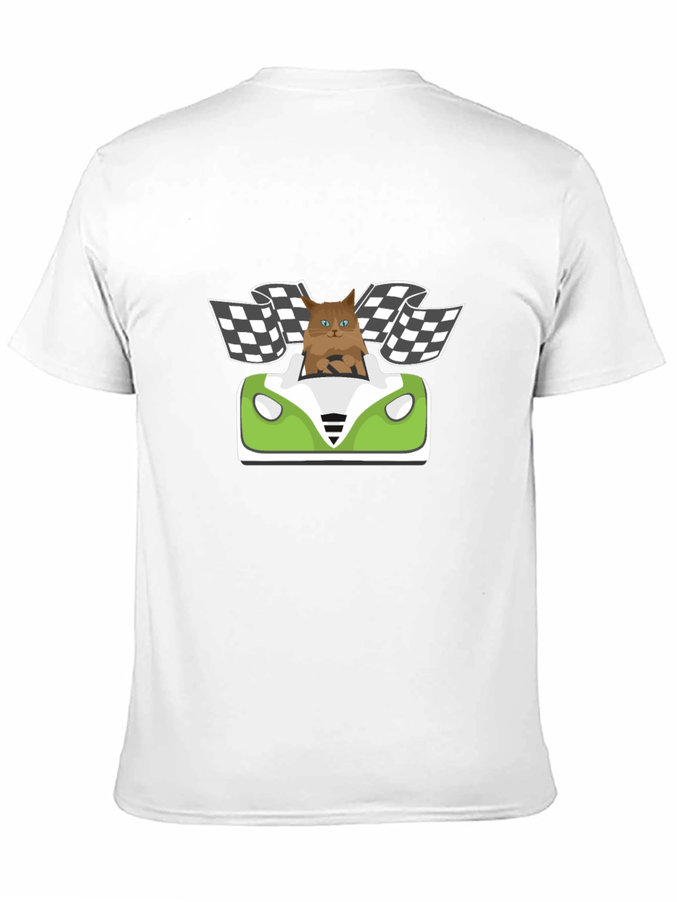 Black Cat Racer T-Shirt: Funny Cartoon Cat Driving view 11
