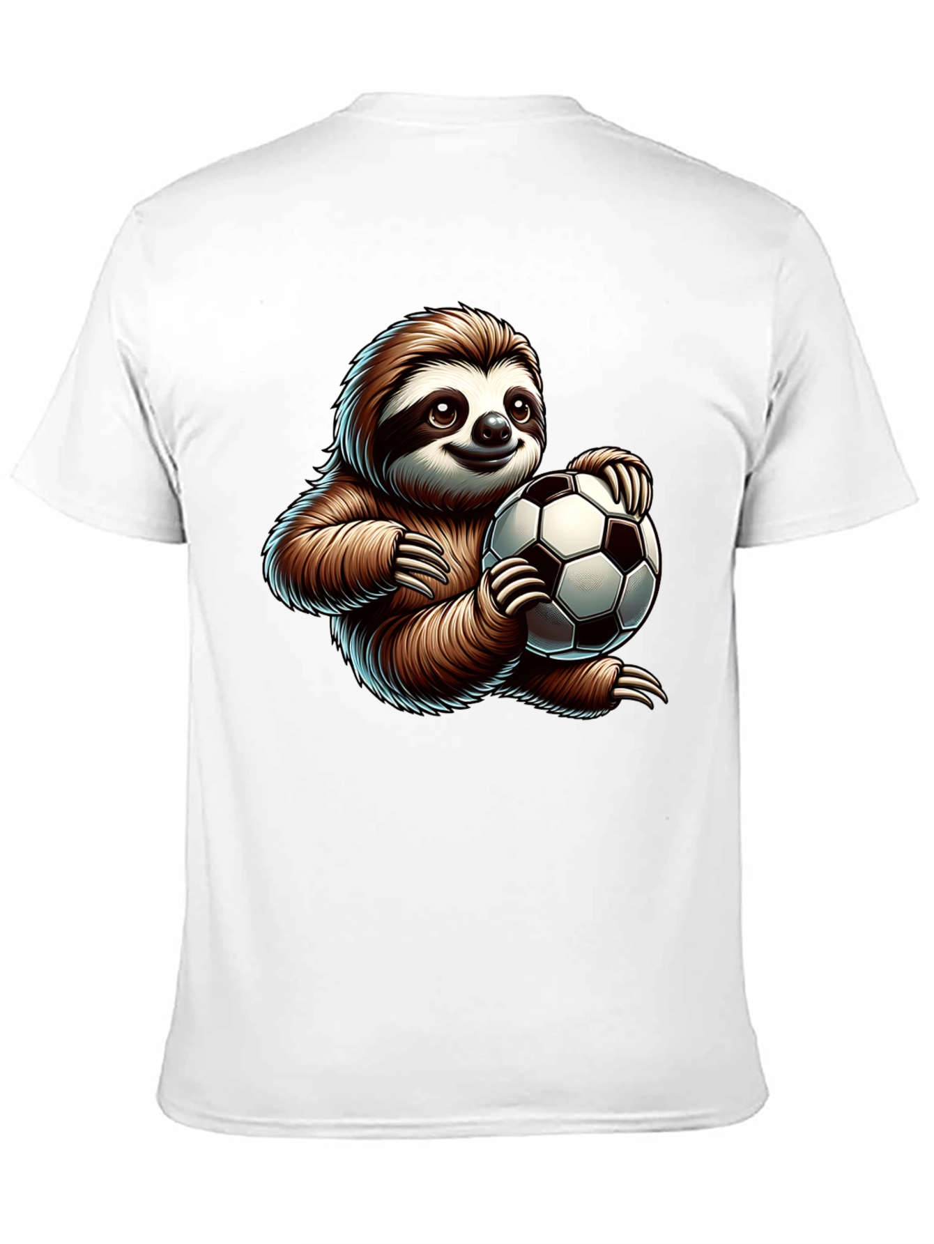 Black Sloth Soccer Fan T-Shirt - Cute Cartoon Design view 11