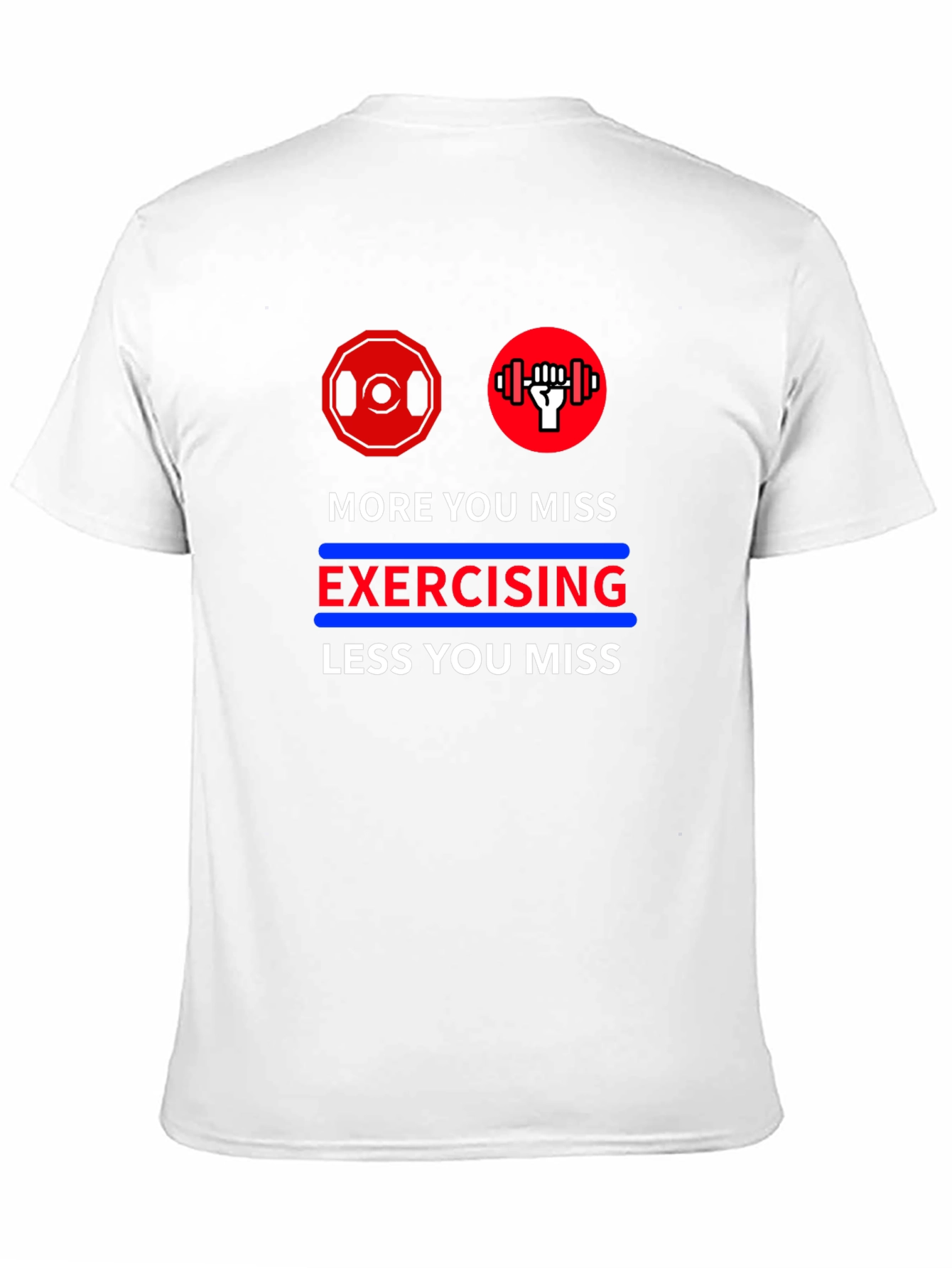 Black Motivational Workout T-Shirt - More You Miss Exercising view 11