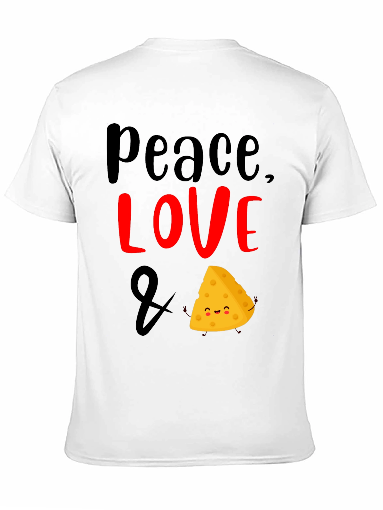 Black Peace Love & Cheese Funny Graphic T-Shirt view 11
