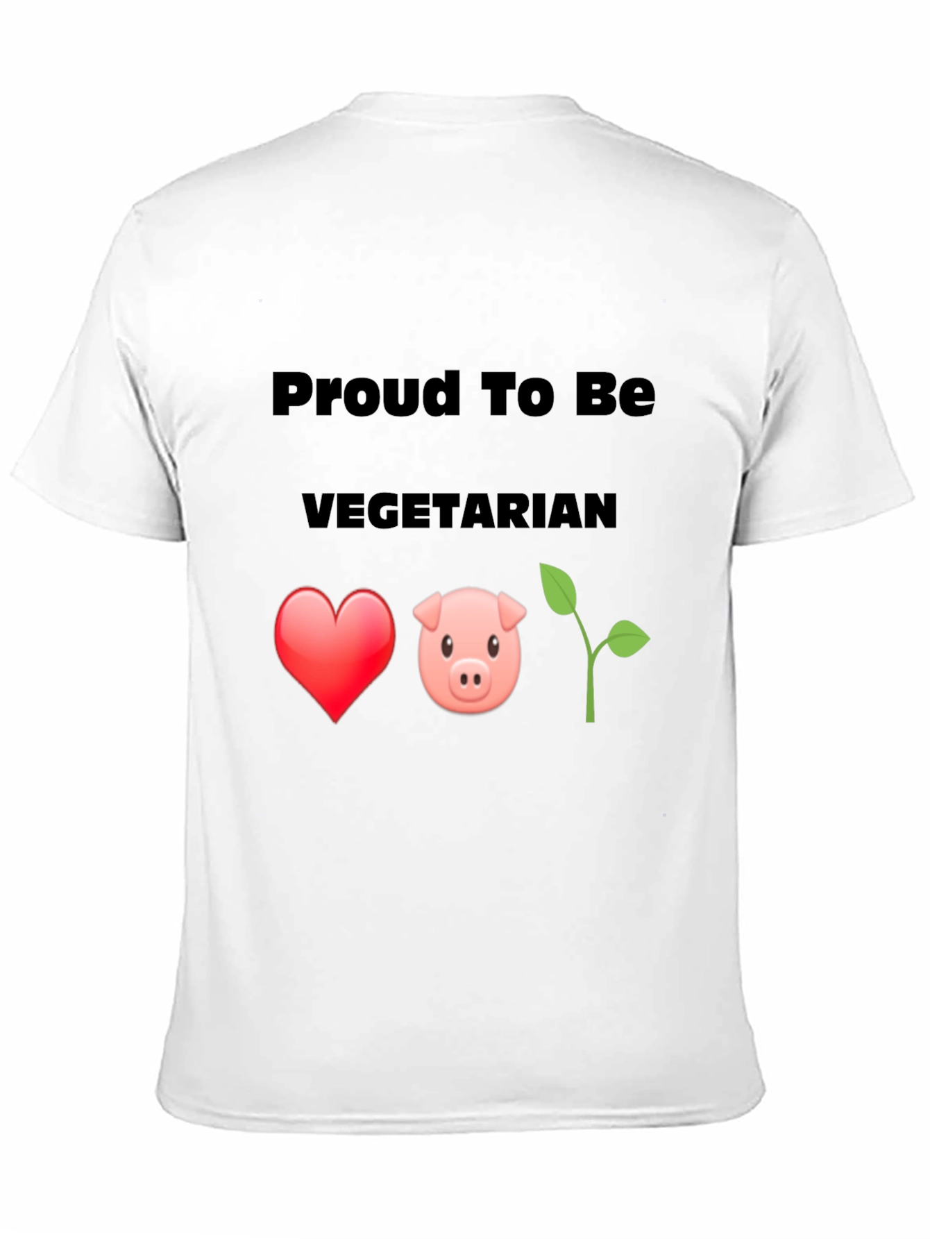 Black Proud Vegetarian Graphic Tee - Heart Pig Plant Design view 11