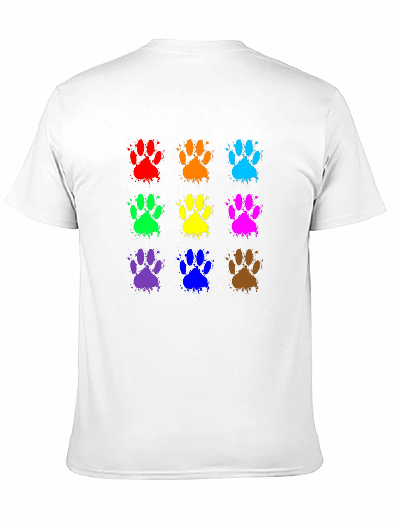 Black Colorful Paw Print T-Shirt - Fun Animal Lover Tee view 11