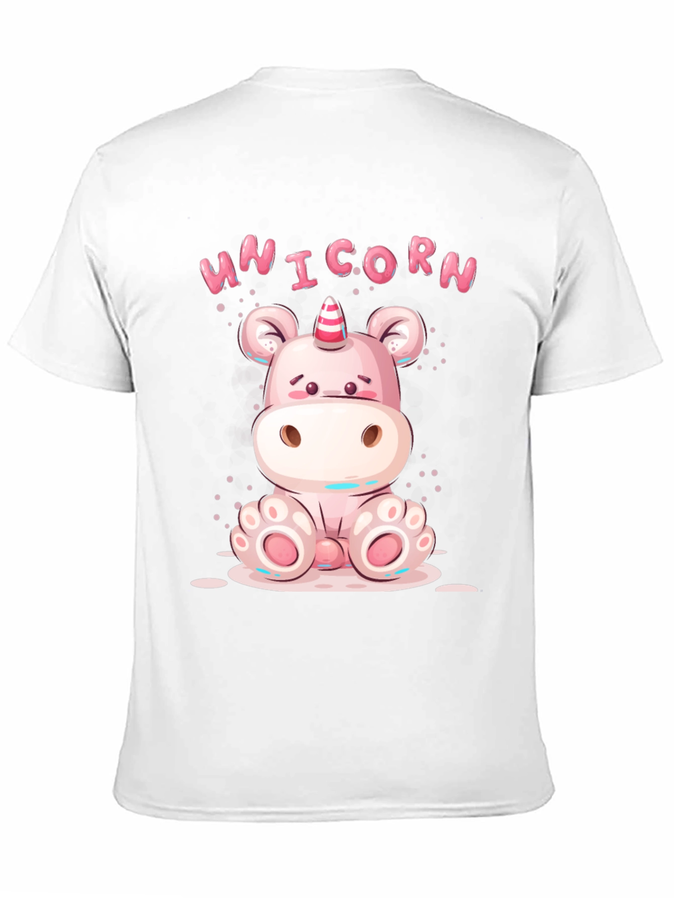 Black Cute Unicorn Cartoon Black T-Shirt view 11