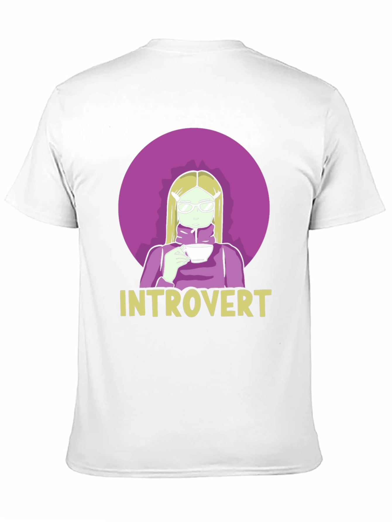 Black Introvert Tee: Cozy Cartoon Graphic T-Shirt view 11