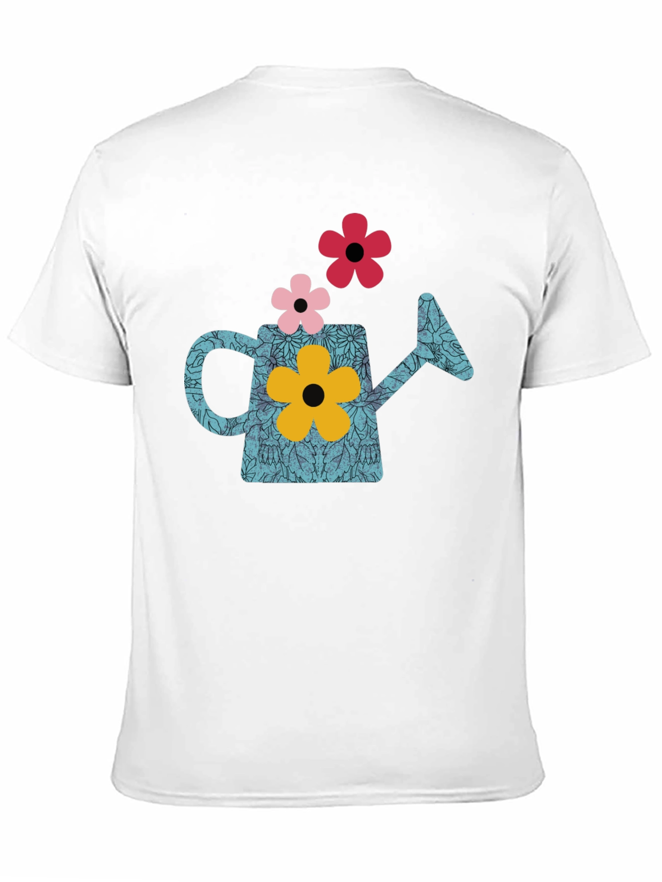 Black Watering Can Flower Graphic T-Shirt - Black view 11