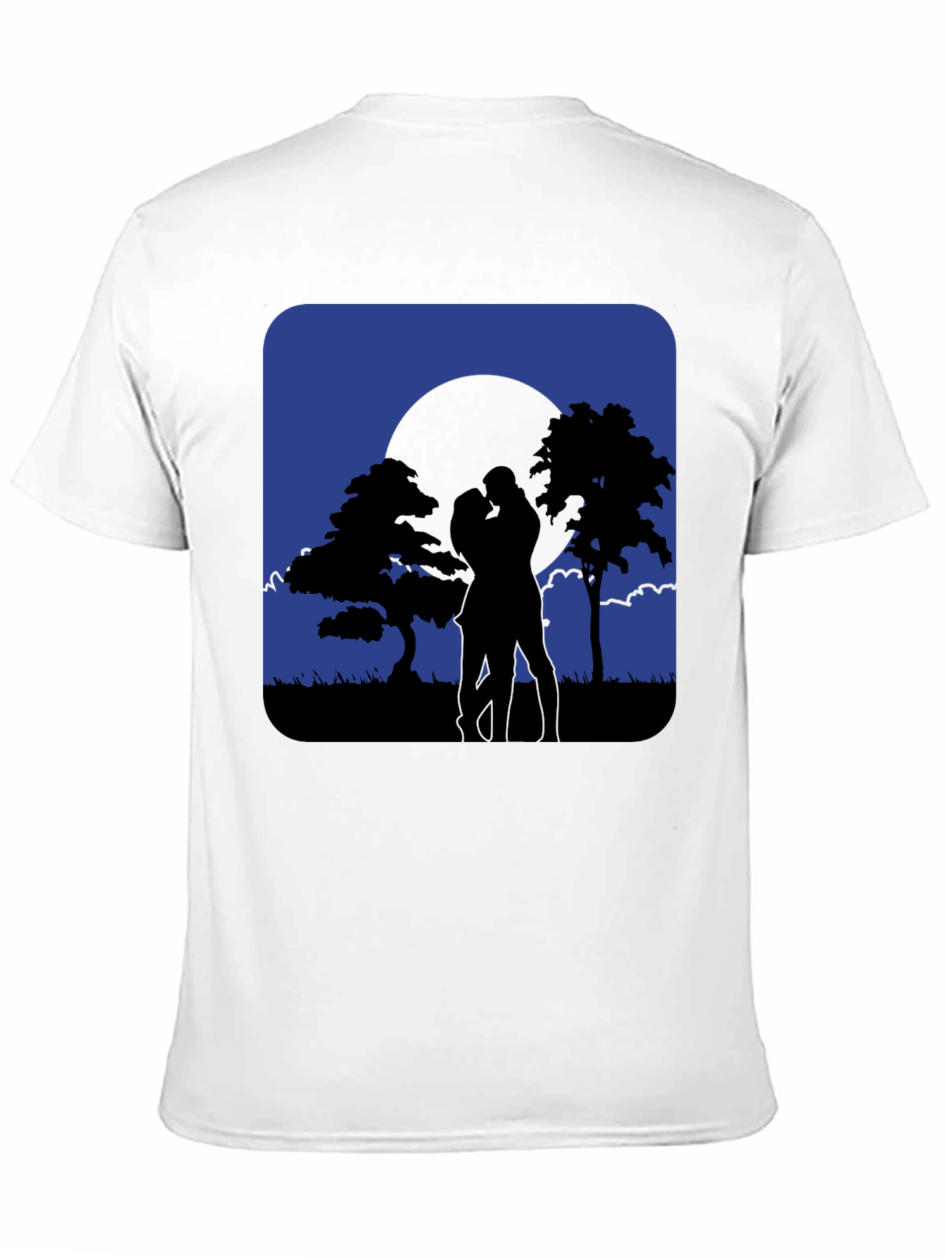 Black Romantic Moonlight Kiss Silhouette T-Shirt view 11