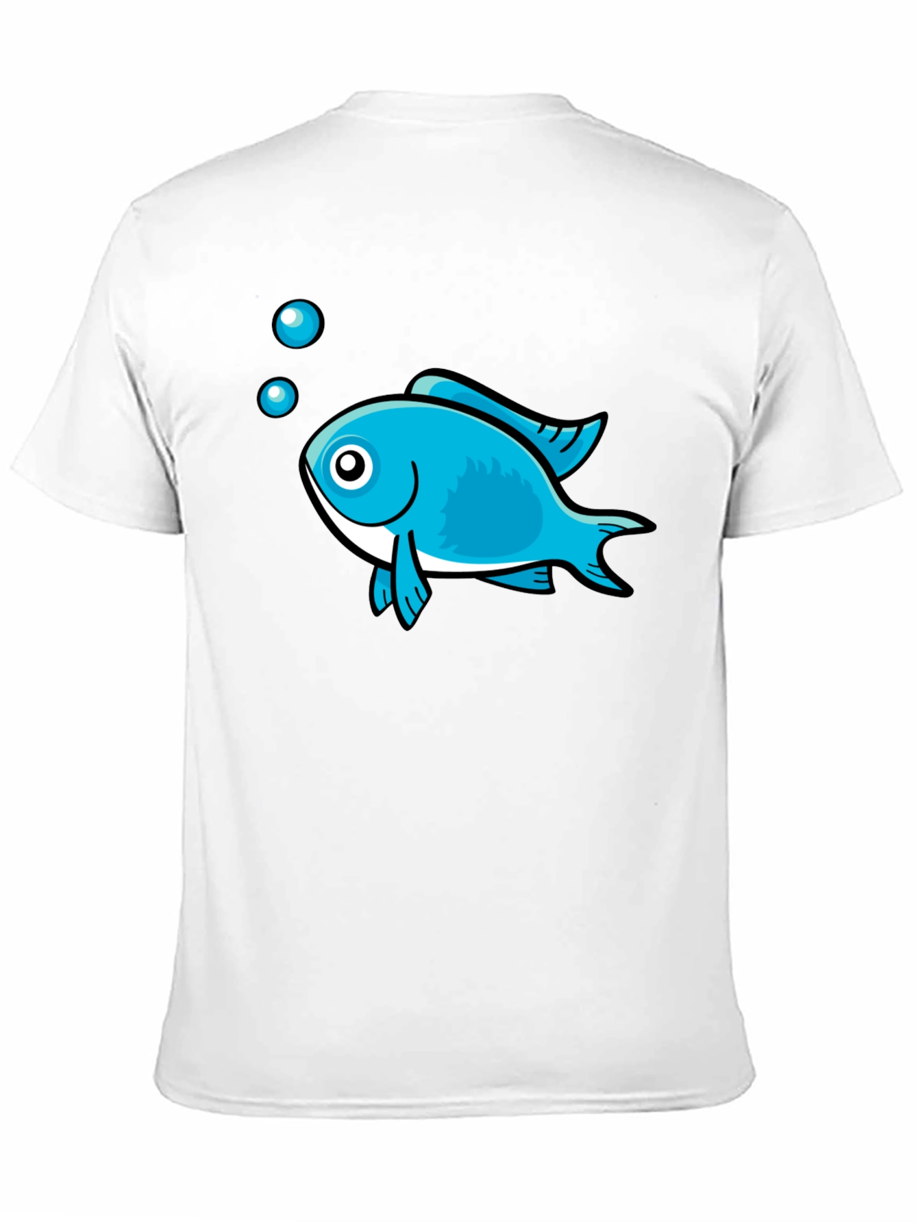 Black Blue Fish Graphic Black T-Shirt - Casual Style view 11