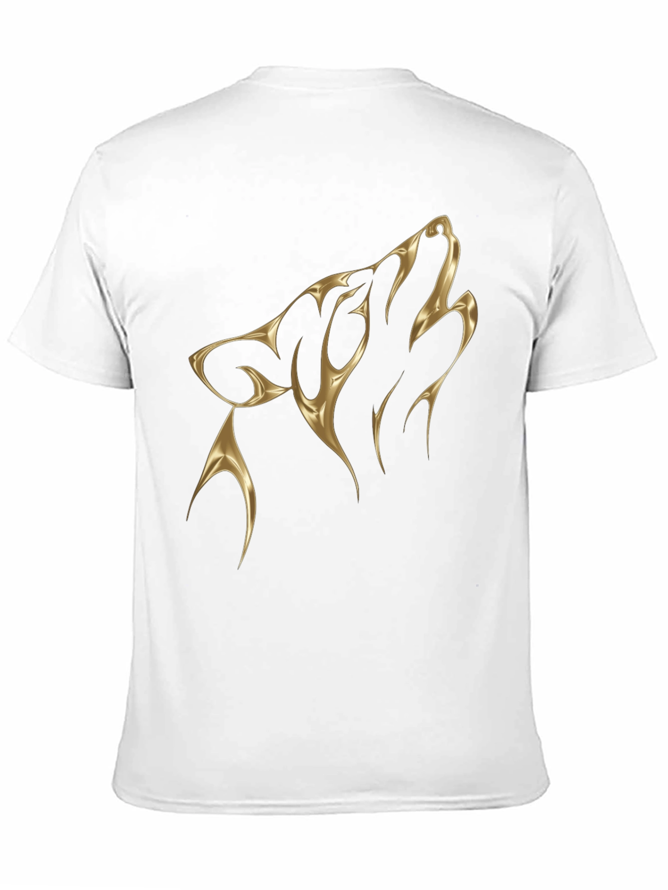 Black Men's Black T-Shirt with Golden Wolf Design view 11