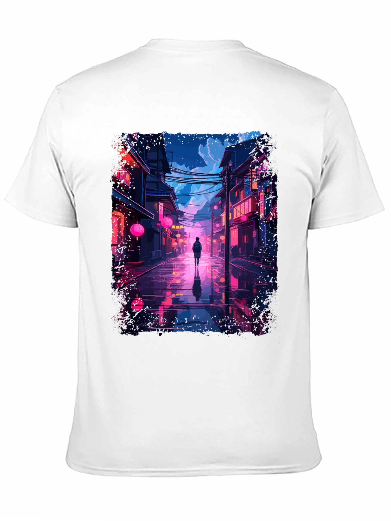 Black Neon Cityscape T-Shirt - Stylish Streetwear view 11