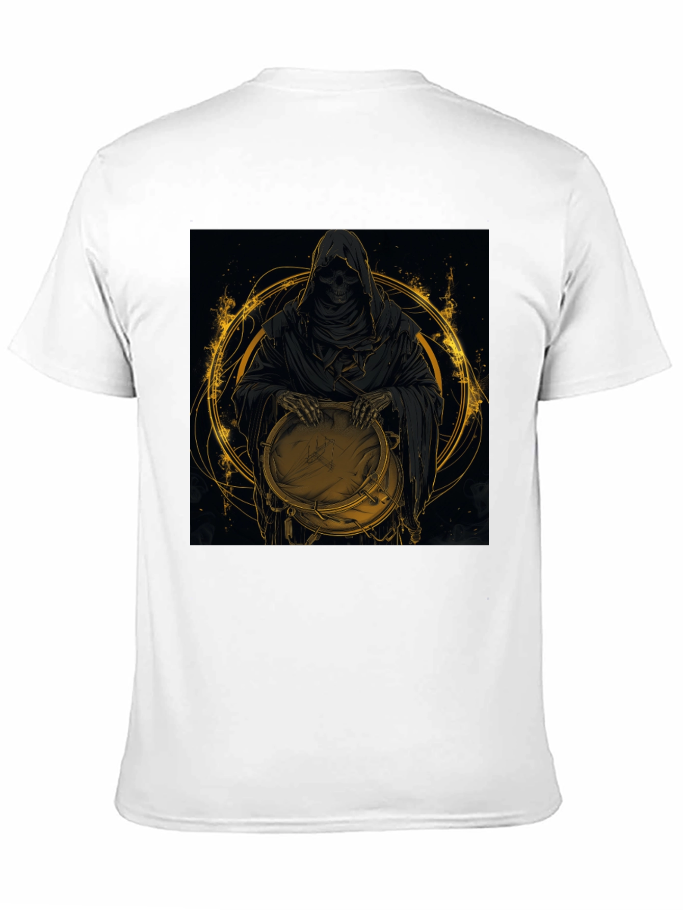 Black Grim Reaper Drummer Graphic Black T-Shirt view 11