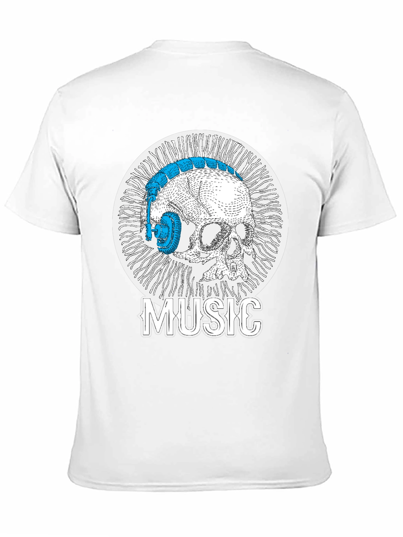 Black Skull Music Headphones T-Shirt - Cool Graphic Tee view 11