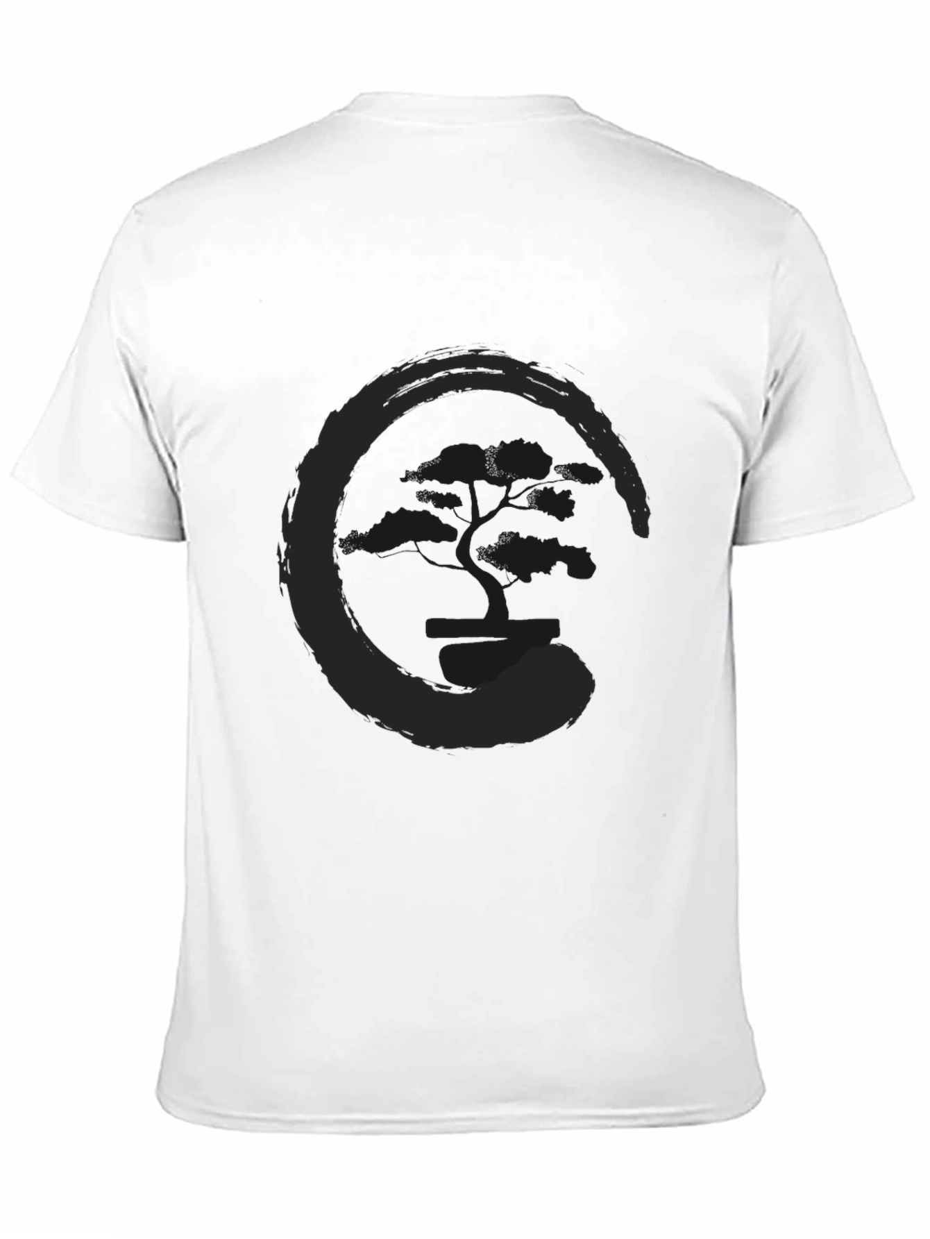 Black Men's Black T-Shirt with Tree Enso Circle Graphic view 11