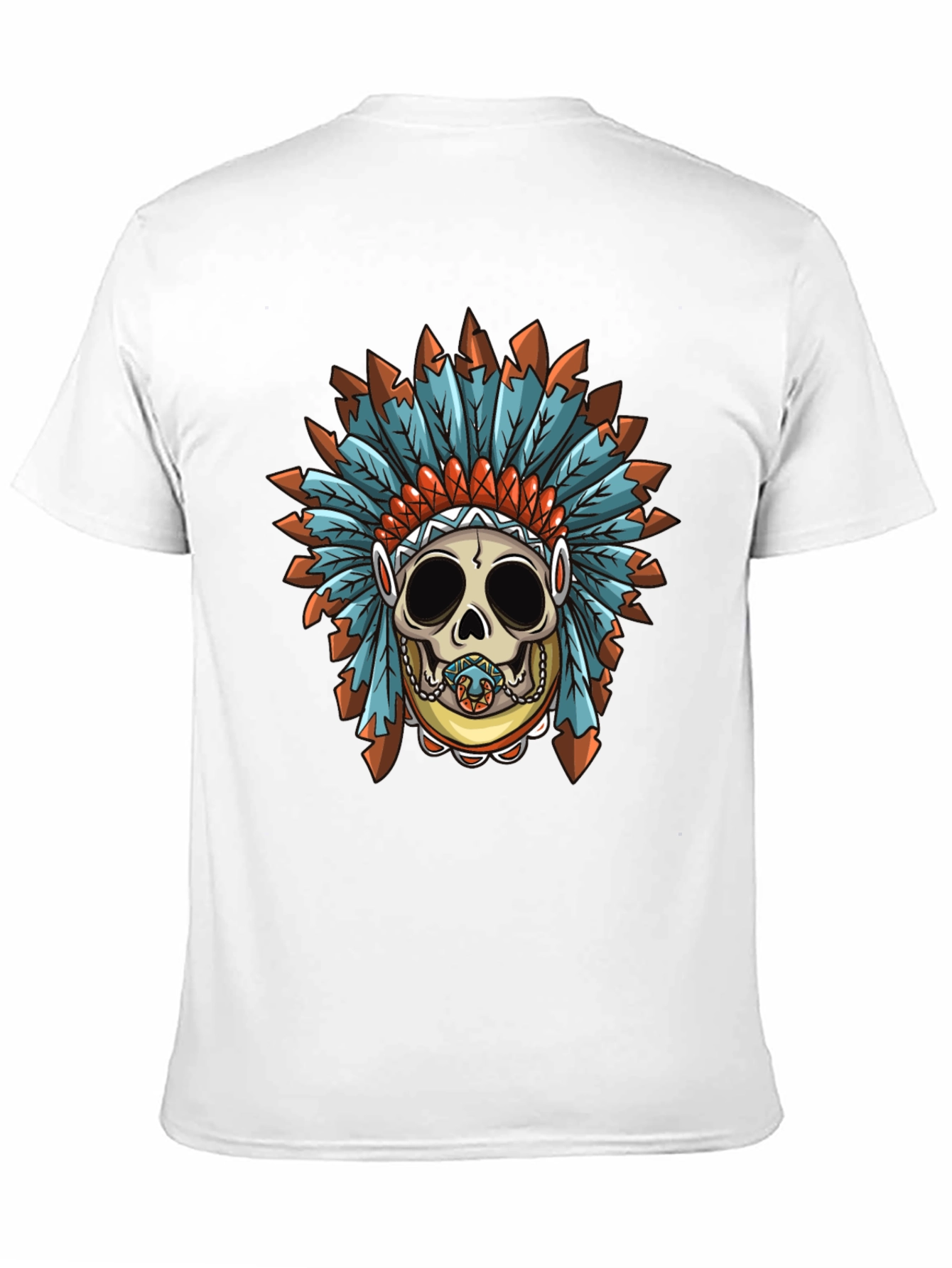 Black Skull Indian Headdress Graphic T-Shirt view 11