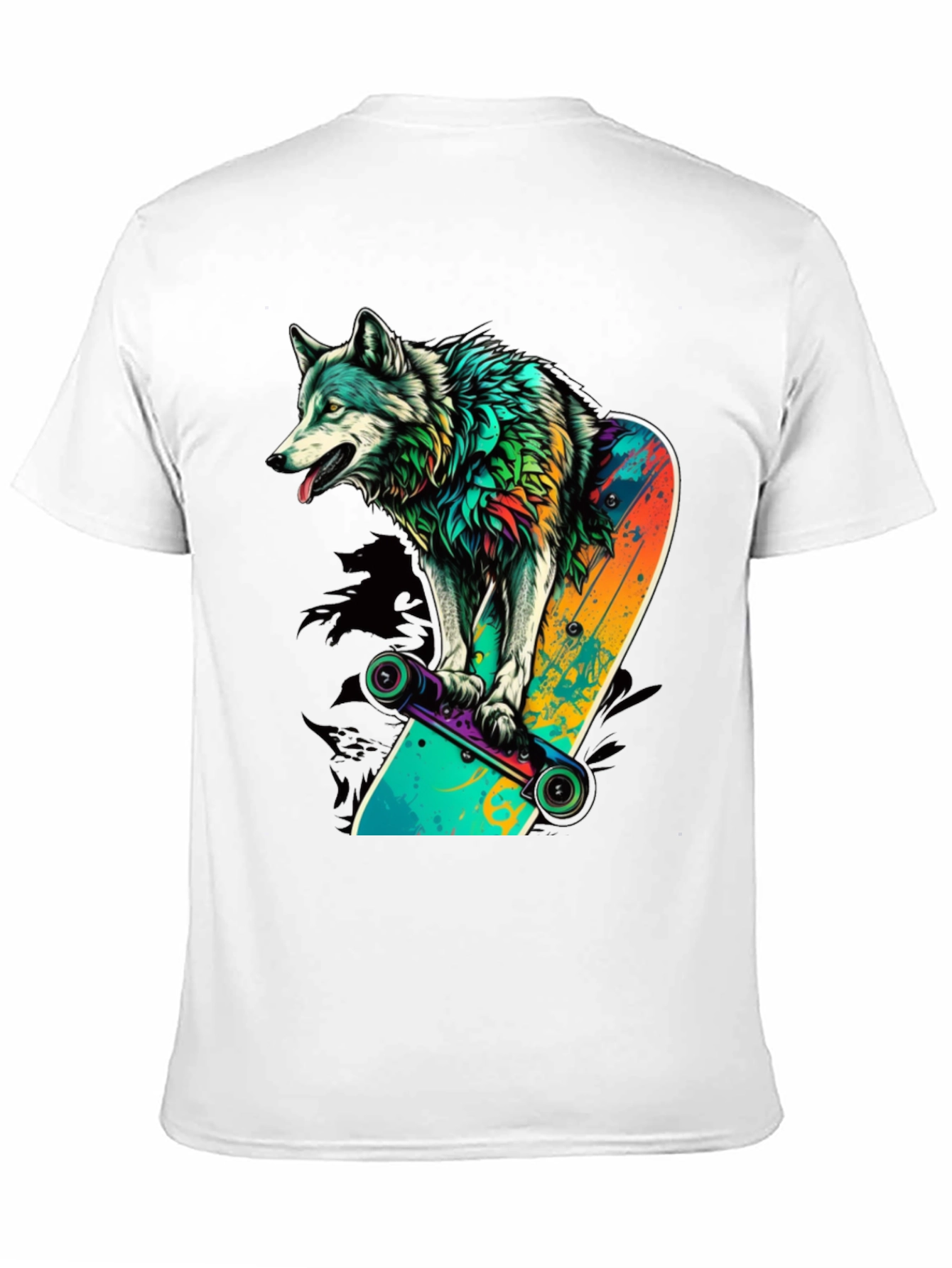 Black Wolf Skateboard Graphic Tee view 11