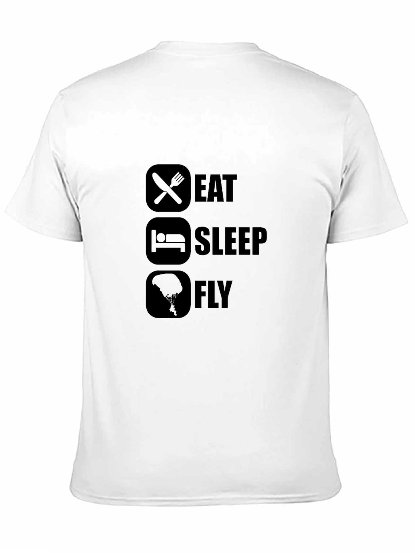 Black Eat Sleep Fly Graphic Tee - Black Cotton Casual T-Shirt view 11