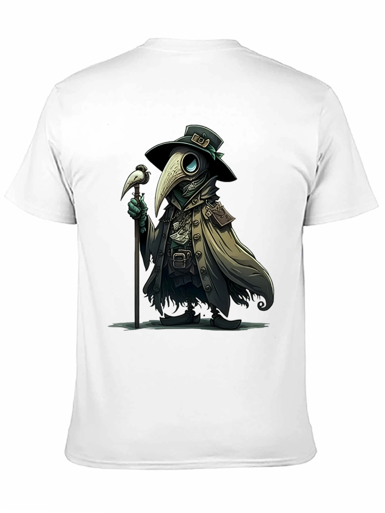 Black Plague Doctor Cartoon Graphic T-Shirt view 11