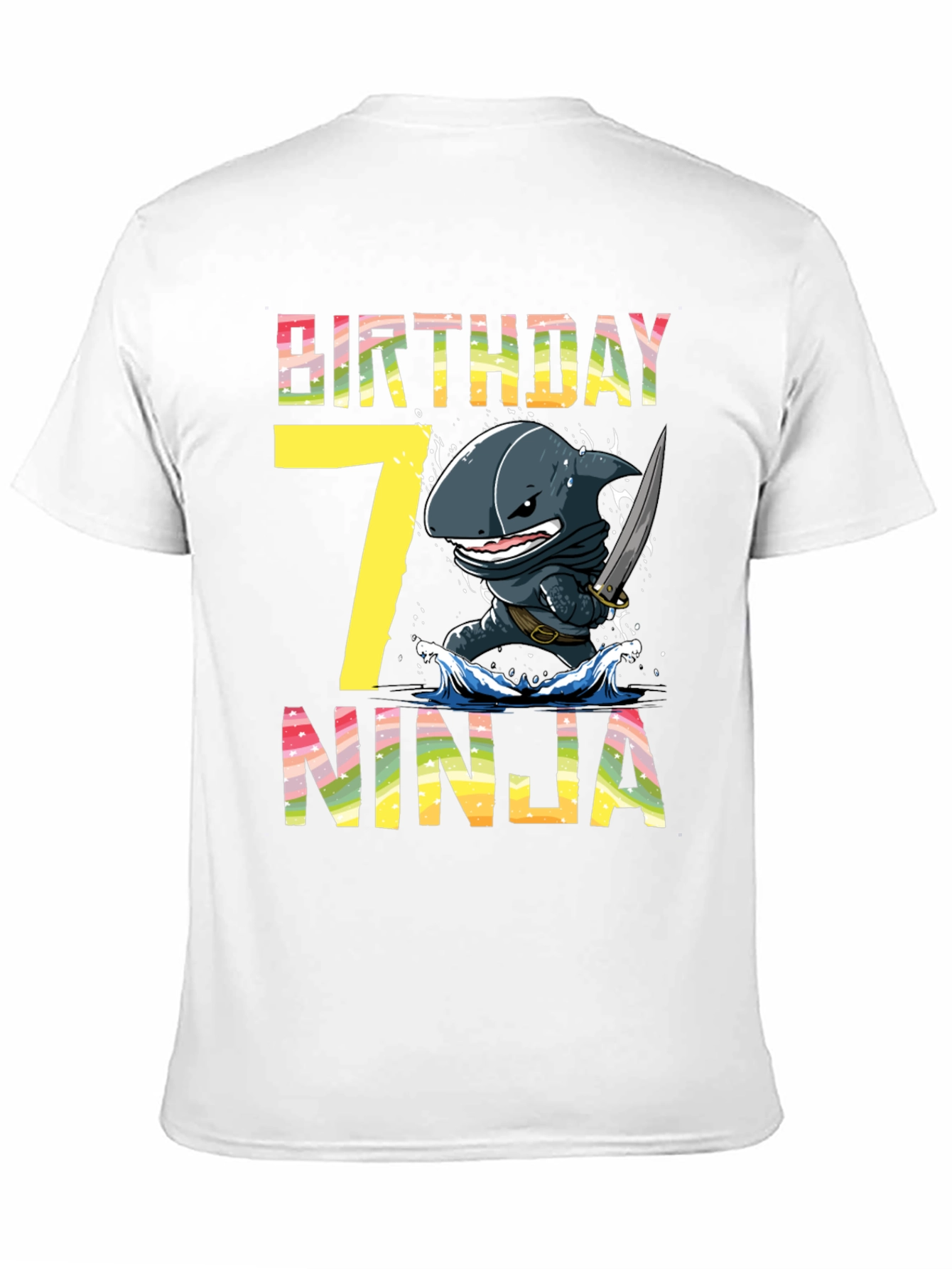 Black Birthday Ninja Shark T-Shirt view 11