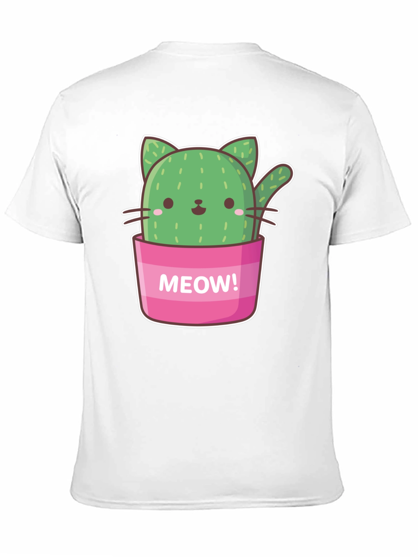 Black Cactus Cat Graphic T-Shirt - "Meow!" Design view 11