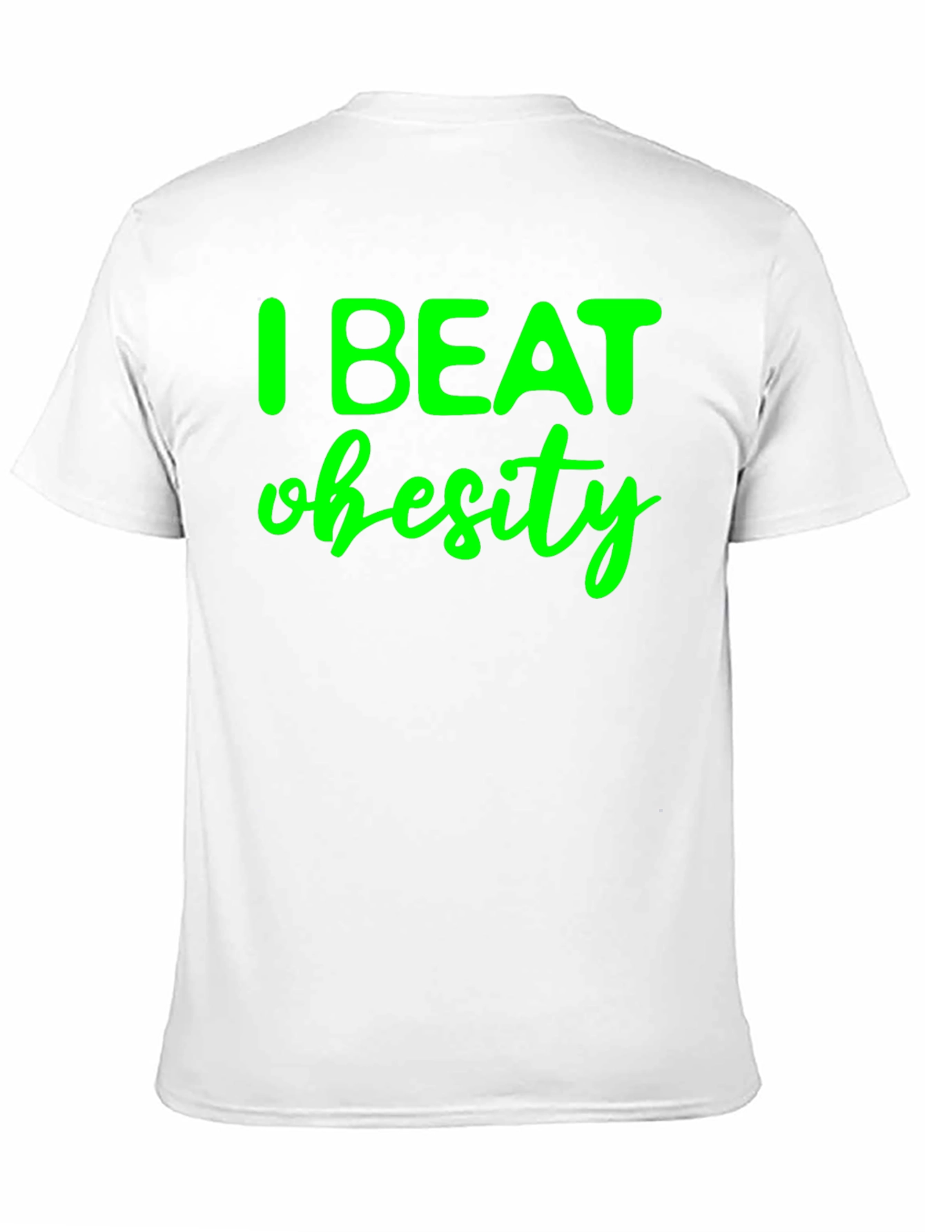 Black I Beat Obesity Black T-Shirt view 11