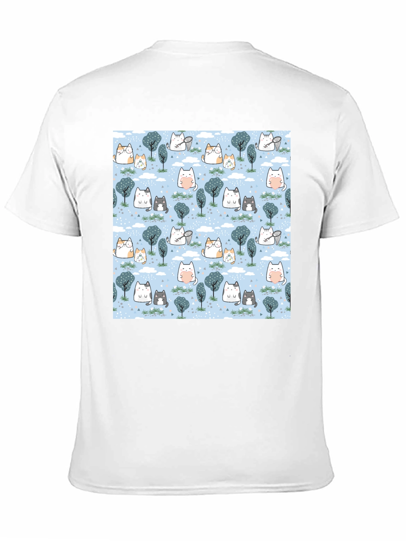 Black Cute Cat & Tree Print T-Shirt view 11