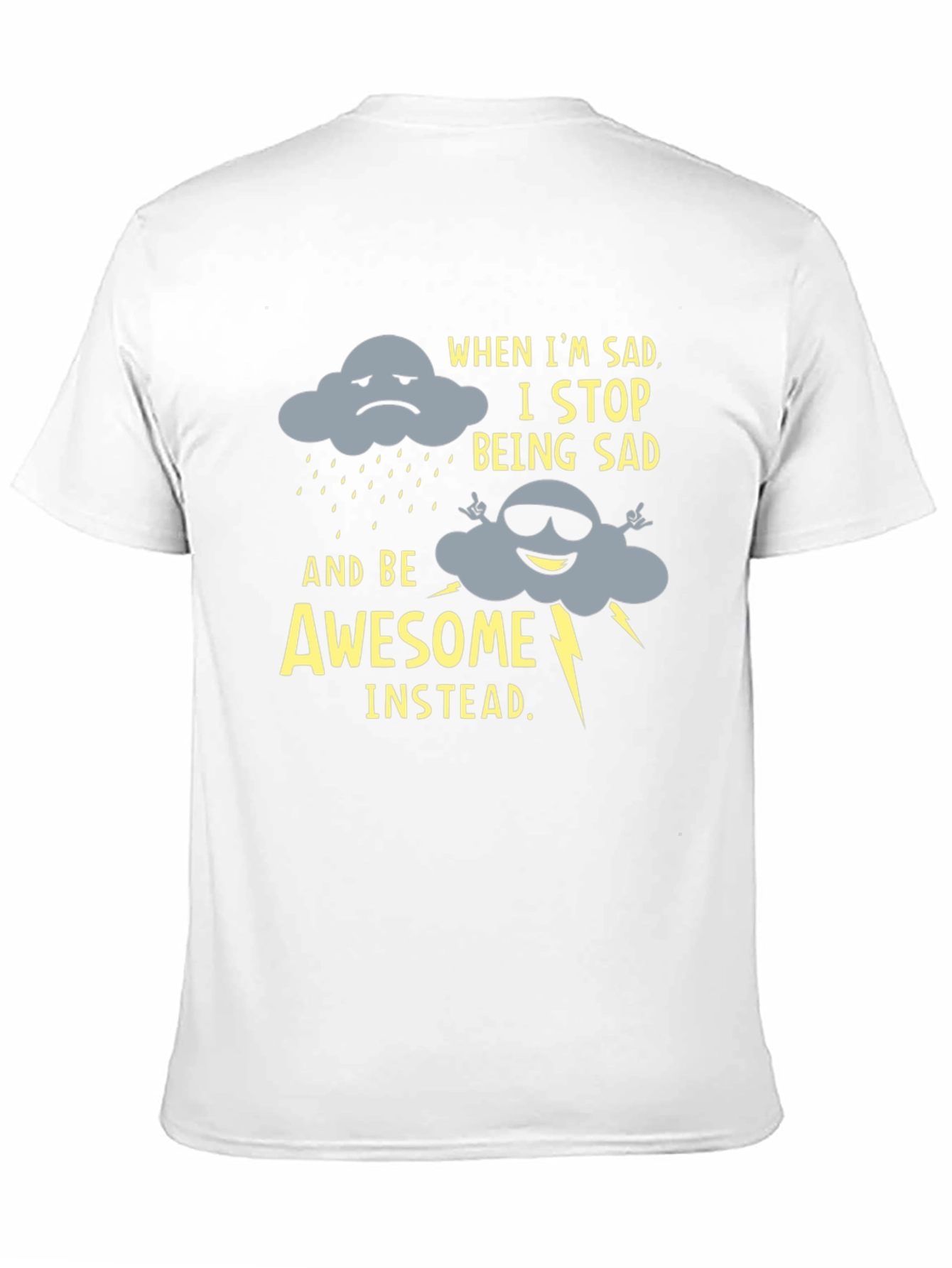 Black Funny Graphic Tee: Sad Cloud to Awesome Cloud view 11