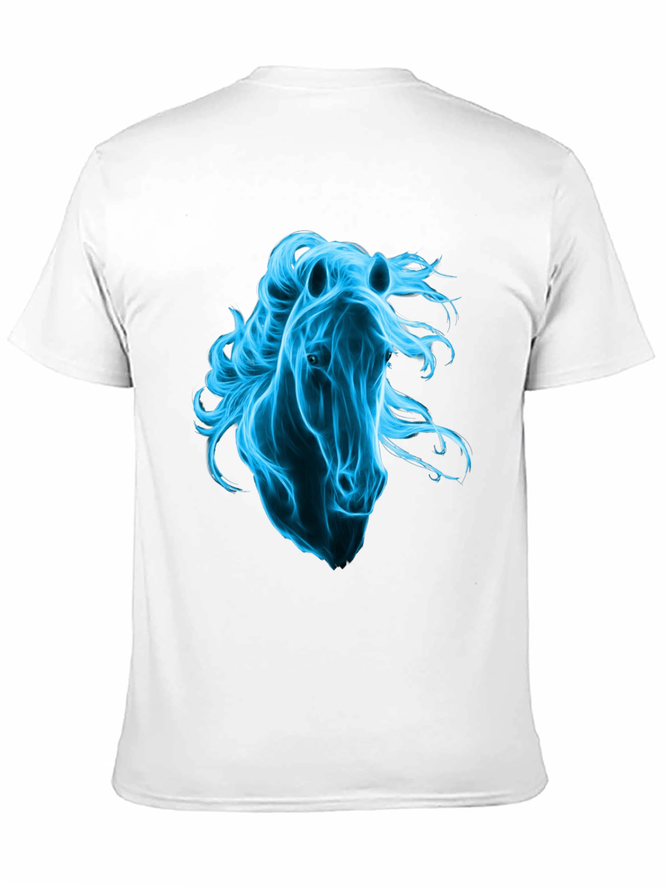 Black Men's Black T-Shirt with Blue Horse Graphic view 11