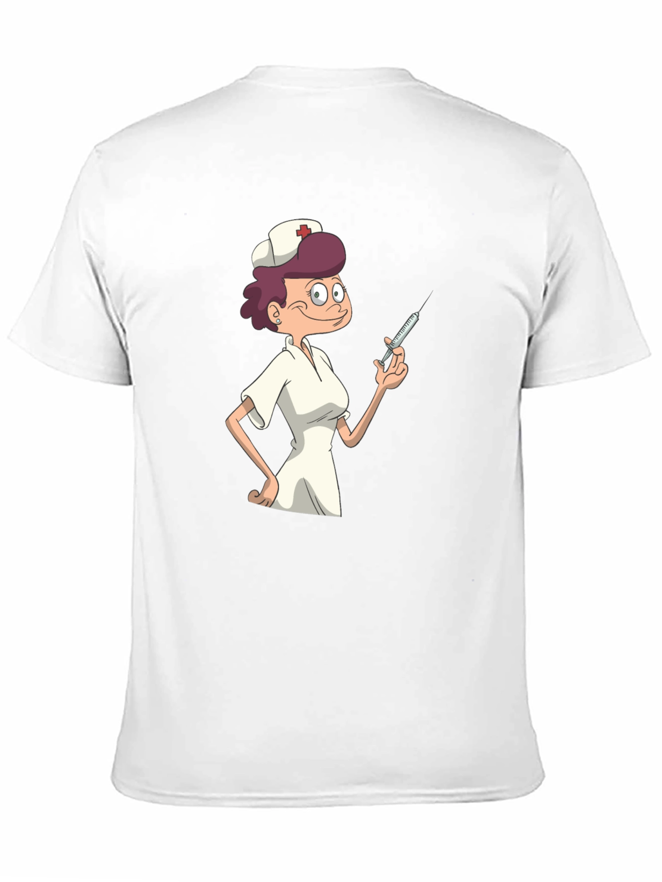 Black Nurse Cartoon Graphic T-Shirt - Black Casual Tee view 11