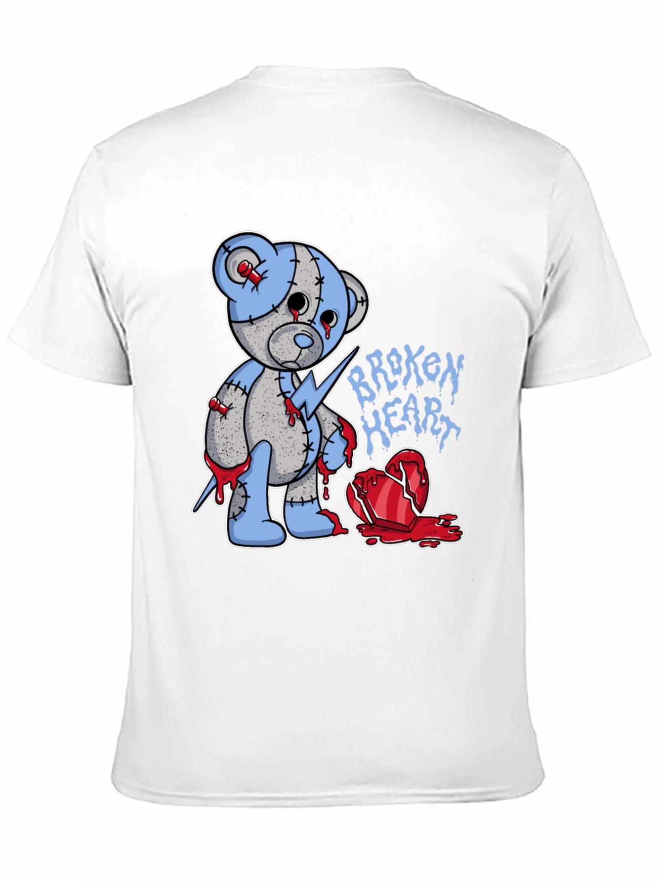 Black Broken Heart Teddy Bear Graphic Tee view 11