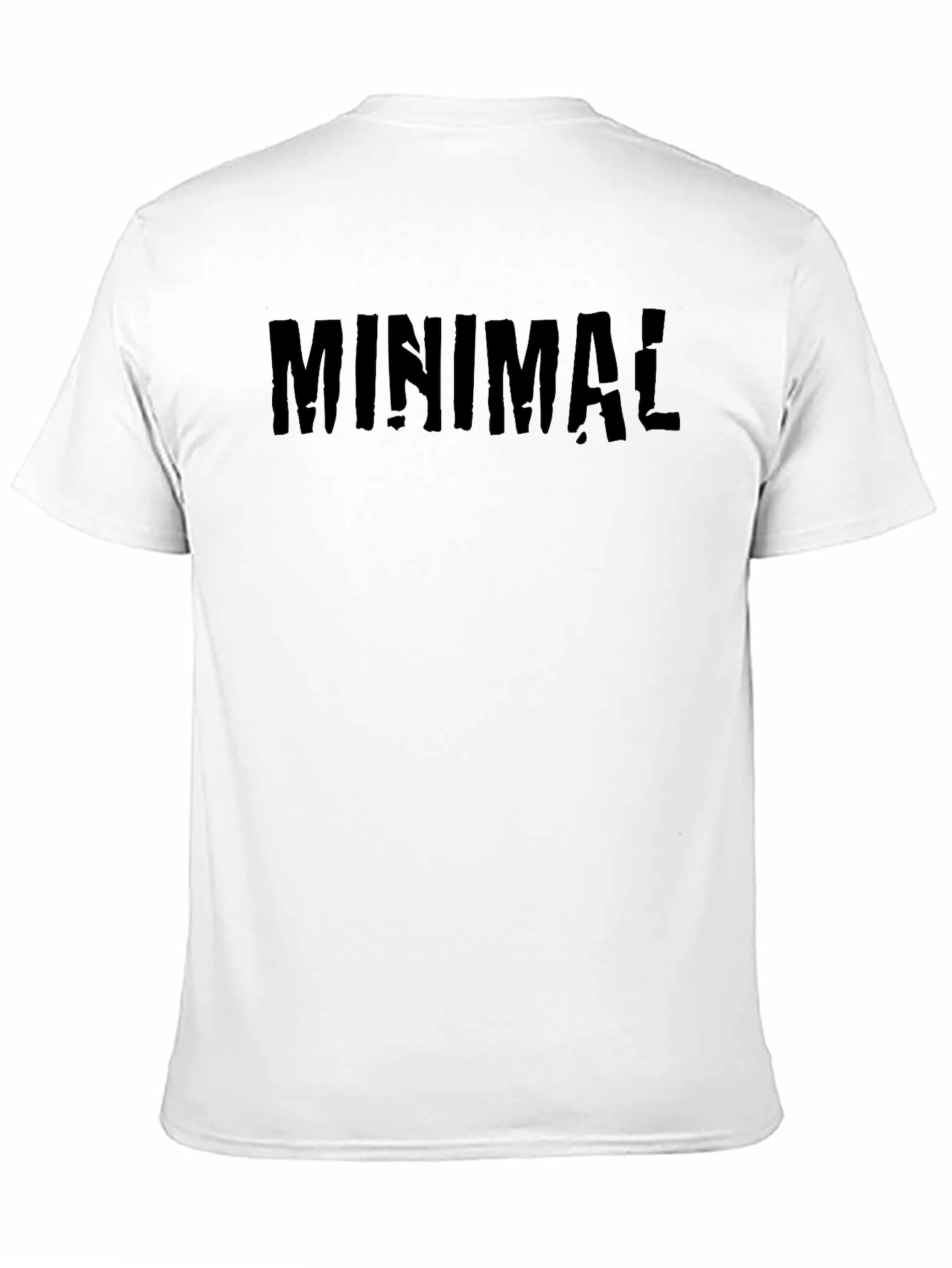 Black Minimalist Black T-Shirt with Distressed Text Print view 11