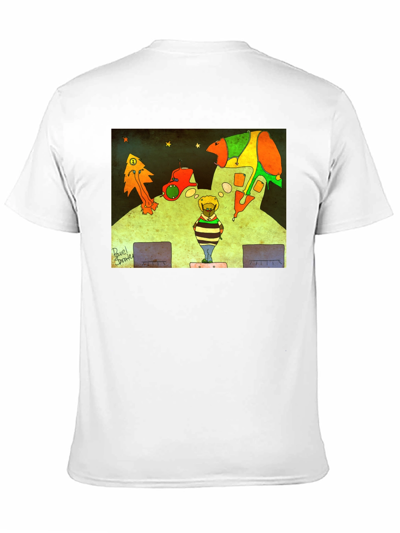 Black Retro Cartoon Graphic Print Black Tee view 11