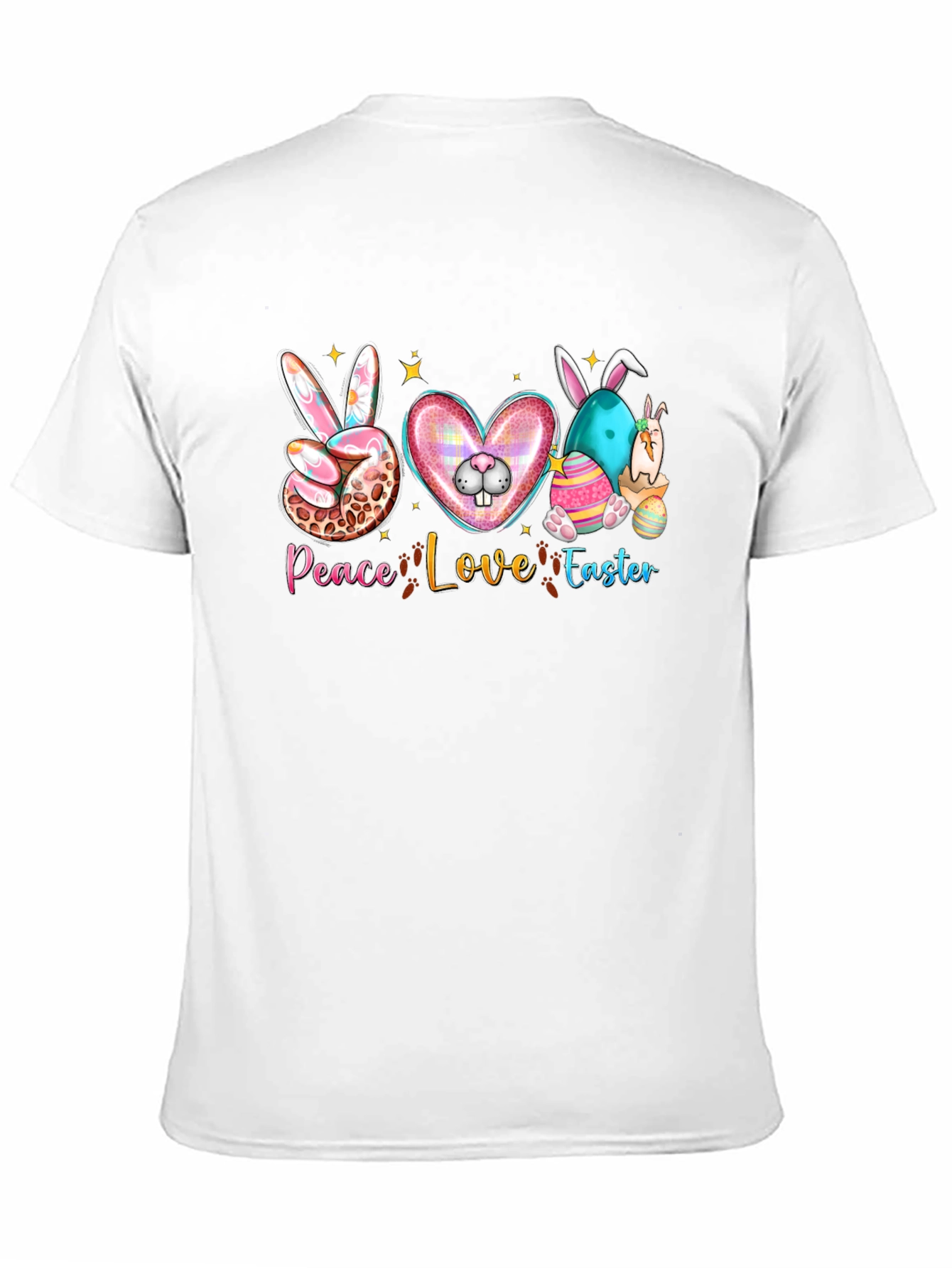 Camiseta Negra "Peace Love Easter" Diseño Festivo