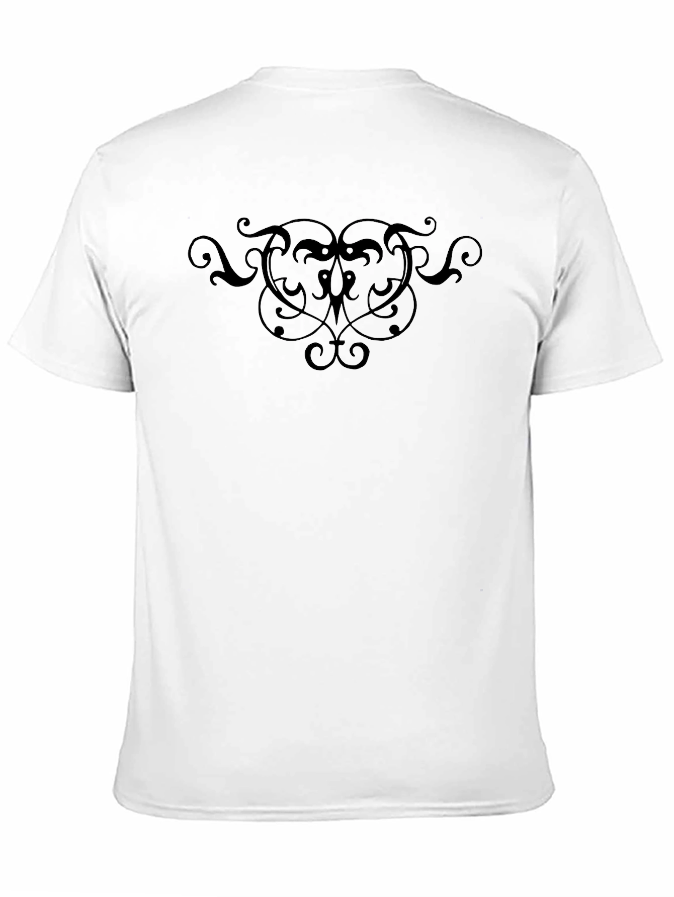 Black Men's Black T-Shirt with Ornamental Design view 11