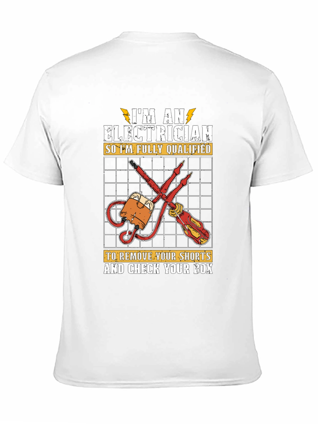 Black Electrician Humor Graphic T-Shirt - Qualified to Check Your Box view 11