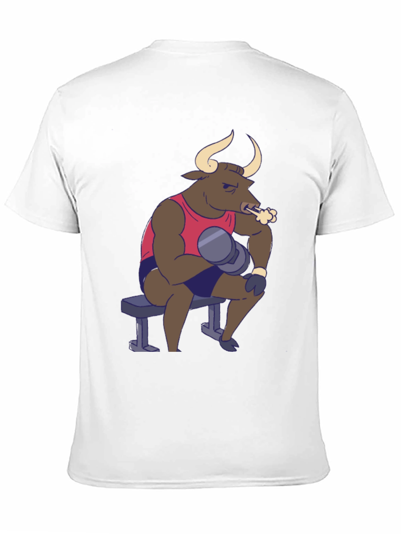 Black Funny Bull Lifting Weights T-Shirt view 11