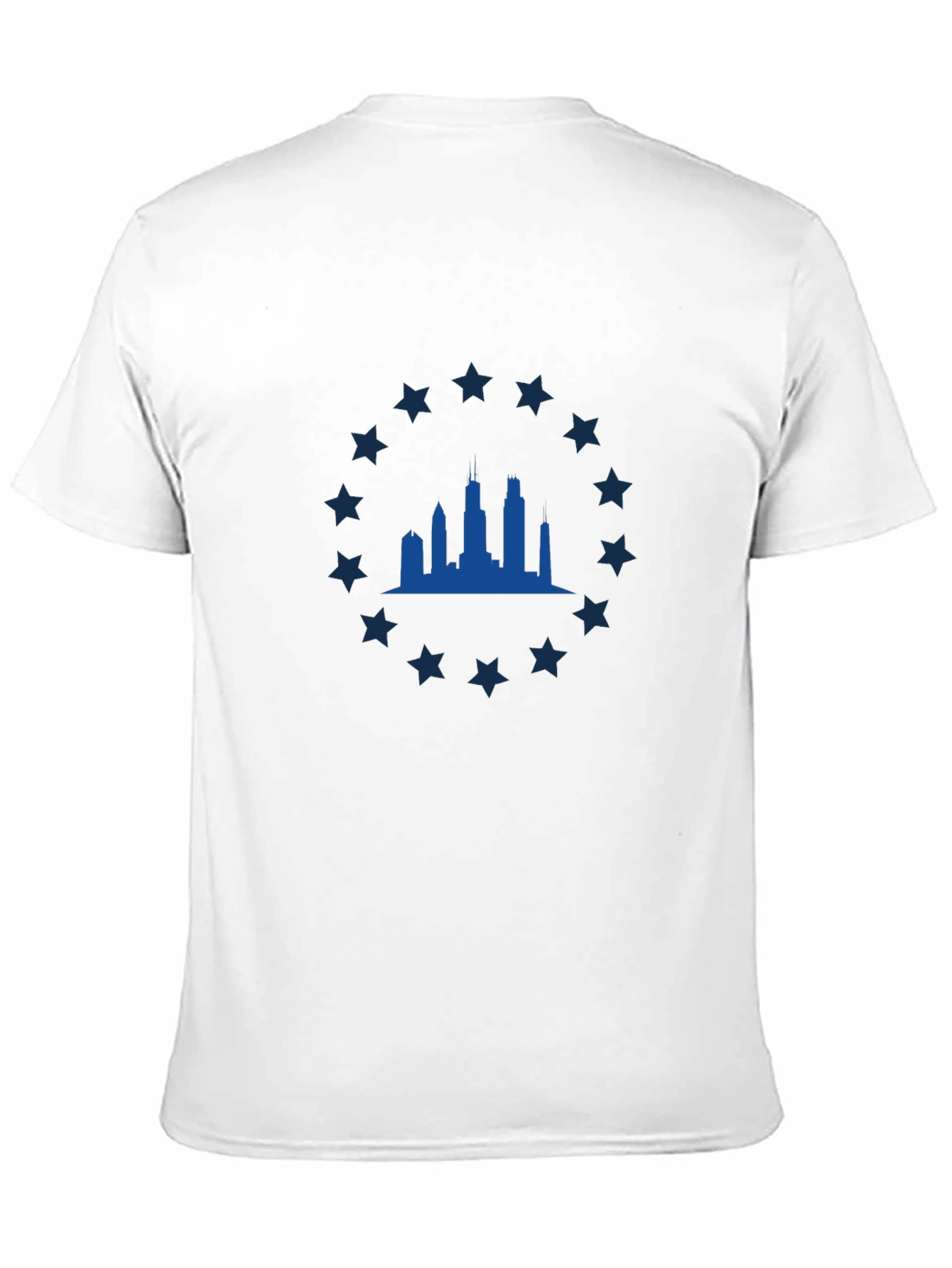 Black Chicago Skyline Star Tee - Classic Black Graphic T-Shirt view 11