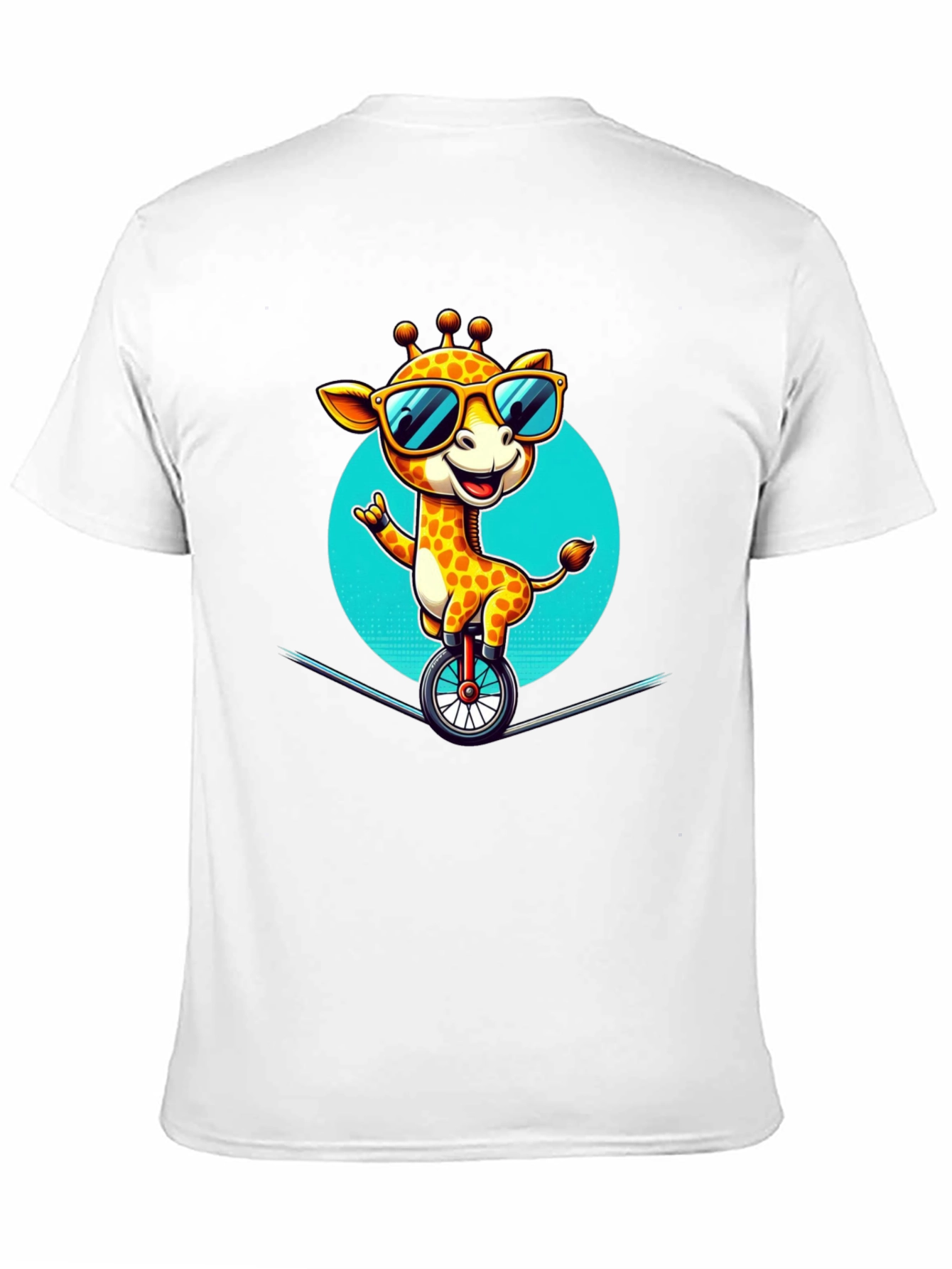 Black Cool Giraffe Unicycle T-Shirt view 11
