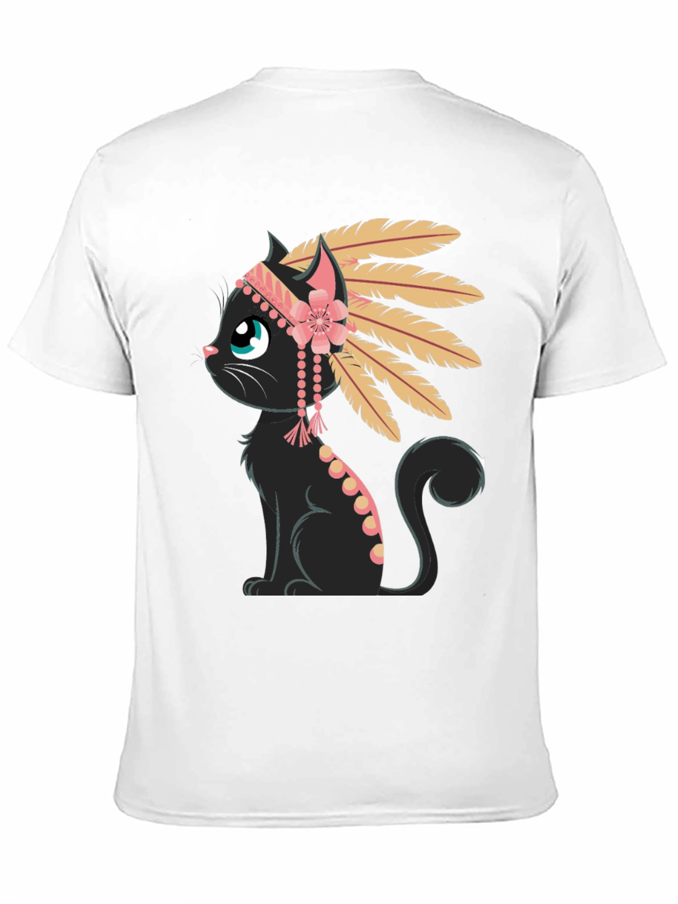 Black Indian Cat T-Shirt - Black Tee with Graphic view 11
