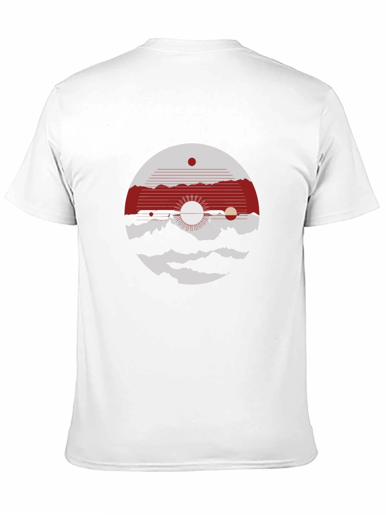 Black Abstract Graphic Tee: Mountain & Sun Design view 11