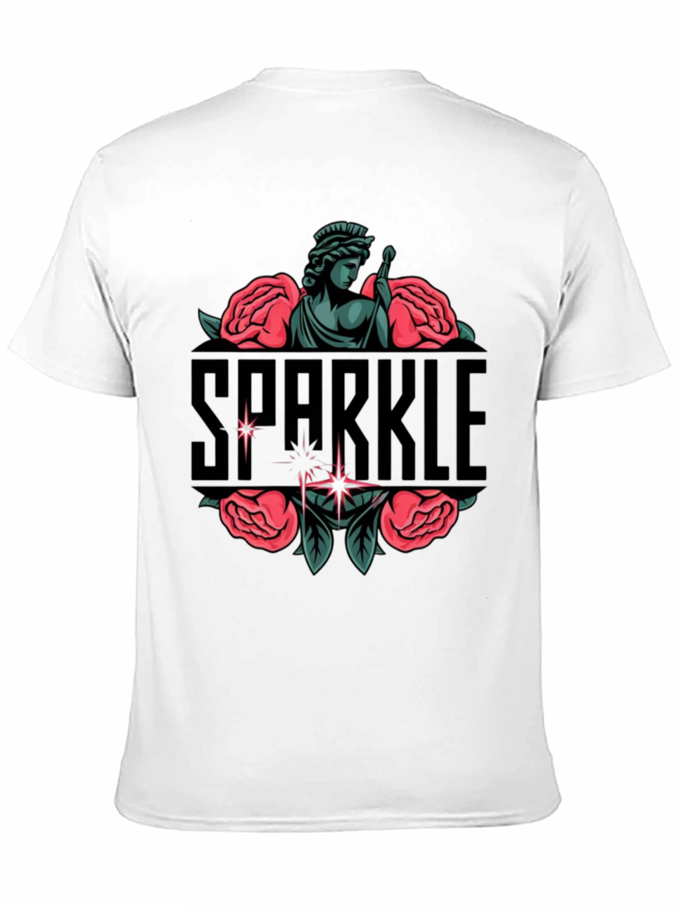 Black Sparkle Statue Graphic Black Tee view 11