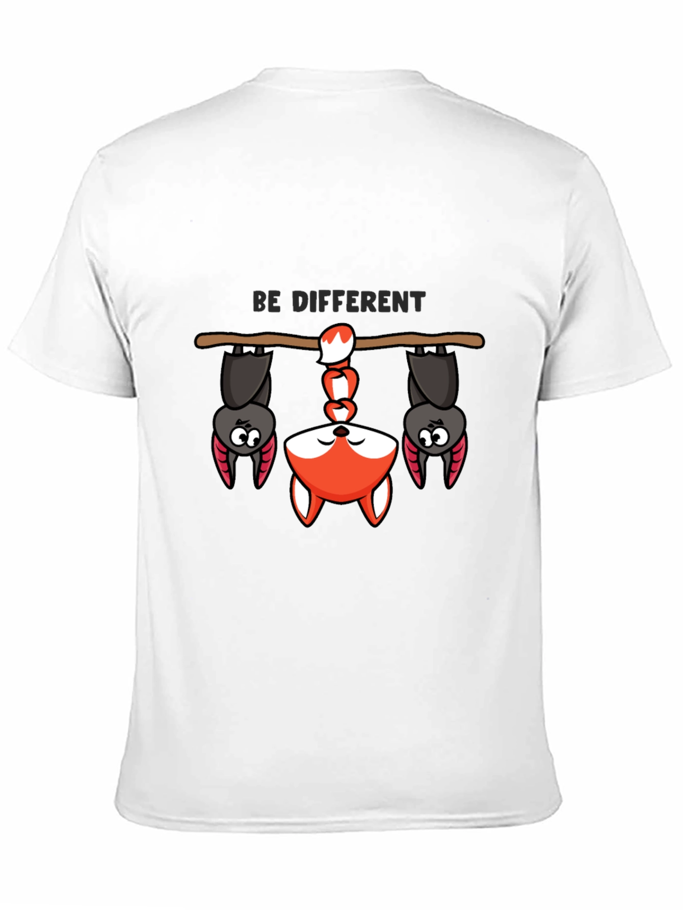 Black Be Different Bat and Fox Tee - Unique Graphic T-Shirt view 11