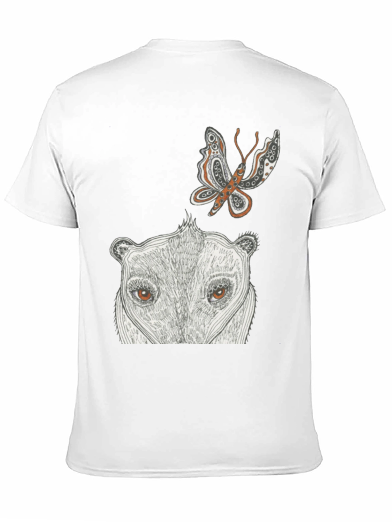 Black Artistic Graphic Tee - Butterfly & Animal Face view 11