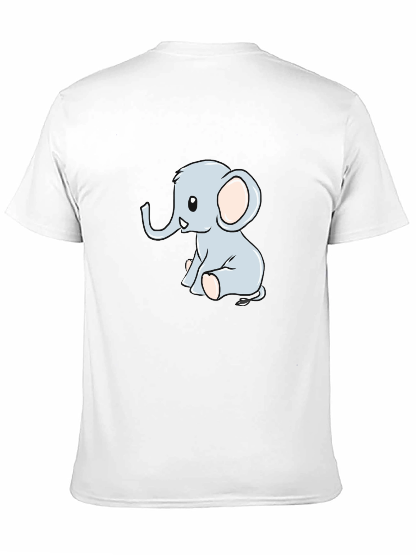 Black Cute Cartoon Elephant Black T-Shirt view 11
