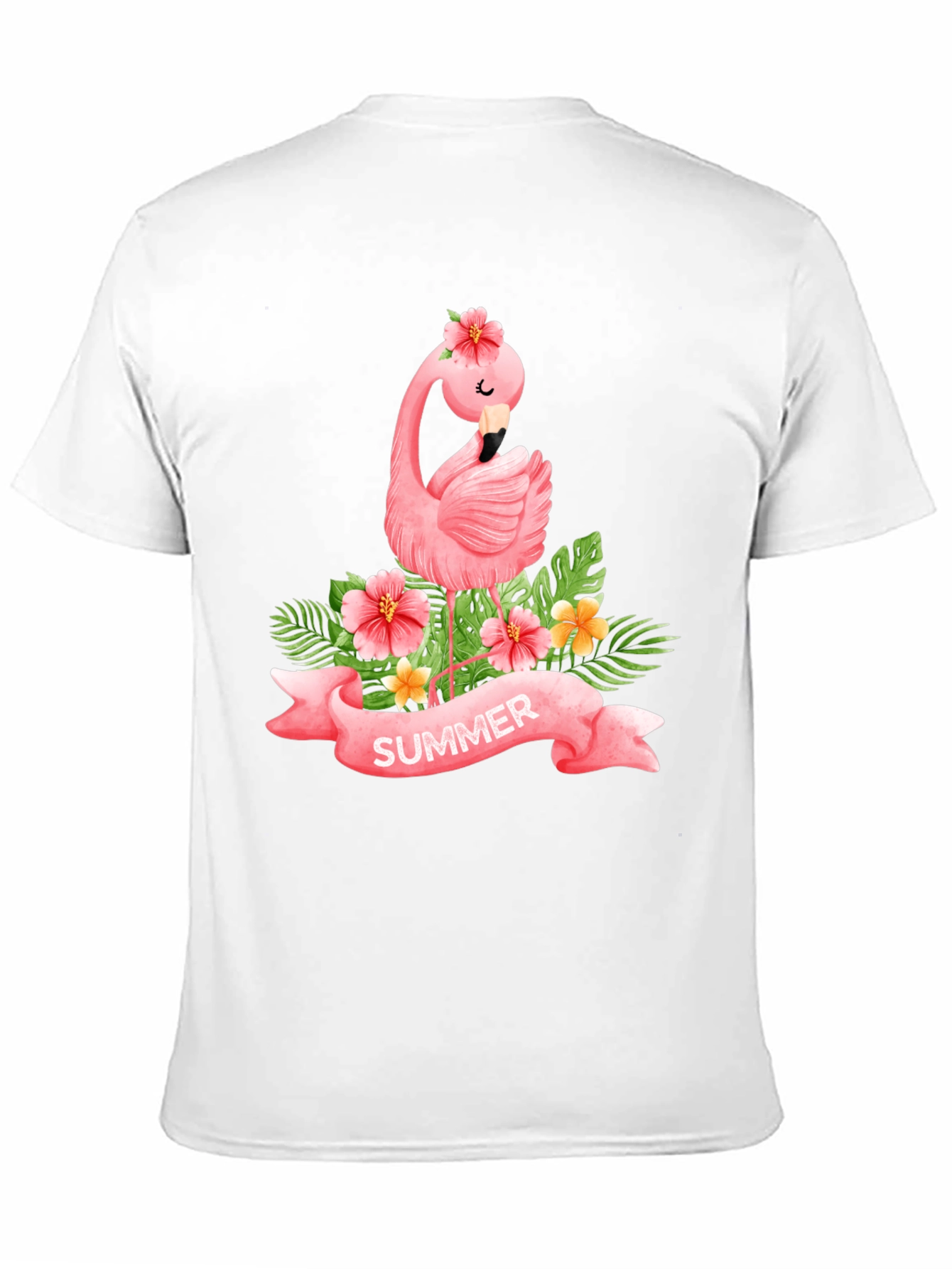 Black Summer Flamingo Black T-Shirt view 11