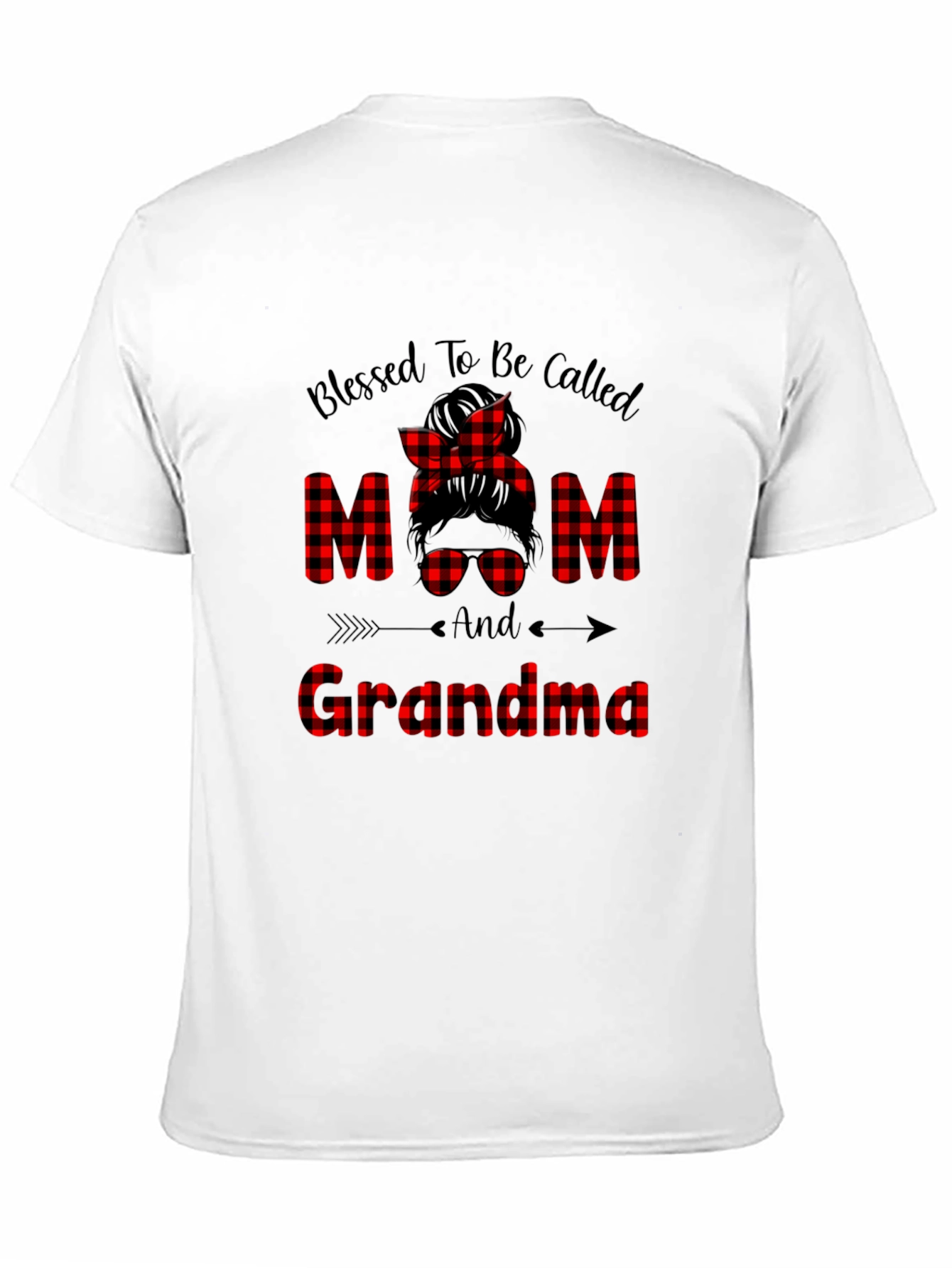 Black Blessed Mom & Grandma Plaid Graphic Tee view 11