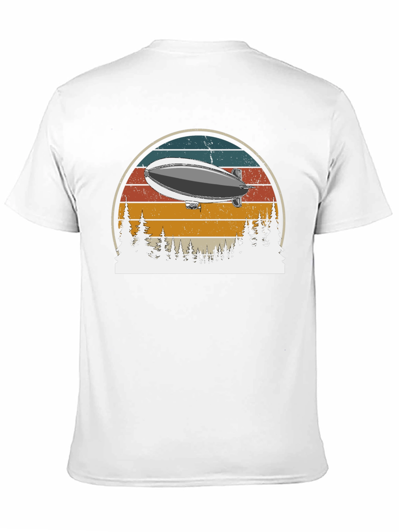 Black Vintage Airship Sunset T-Shirt view 11