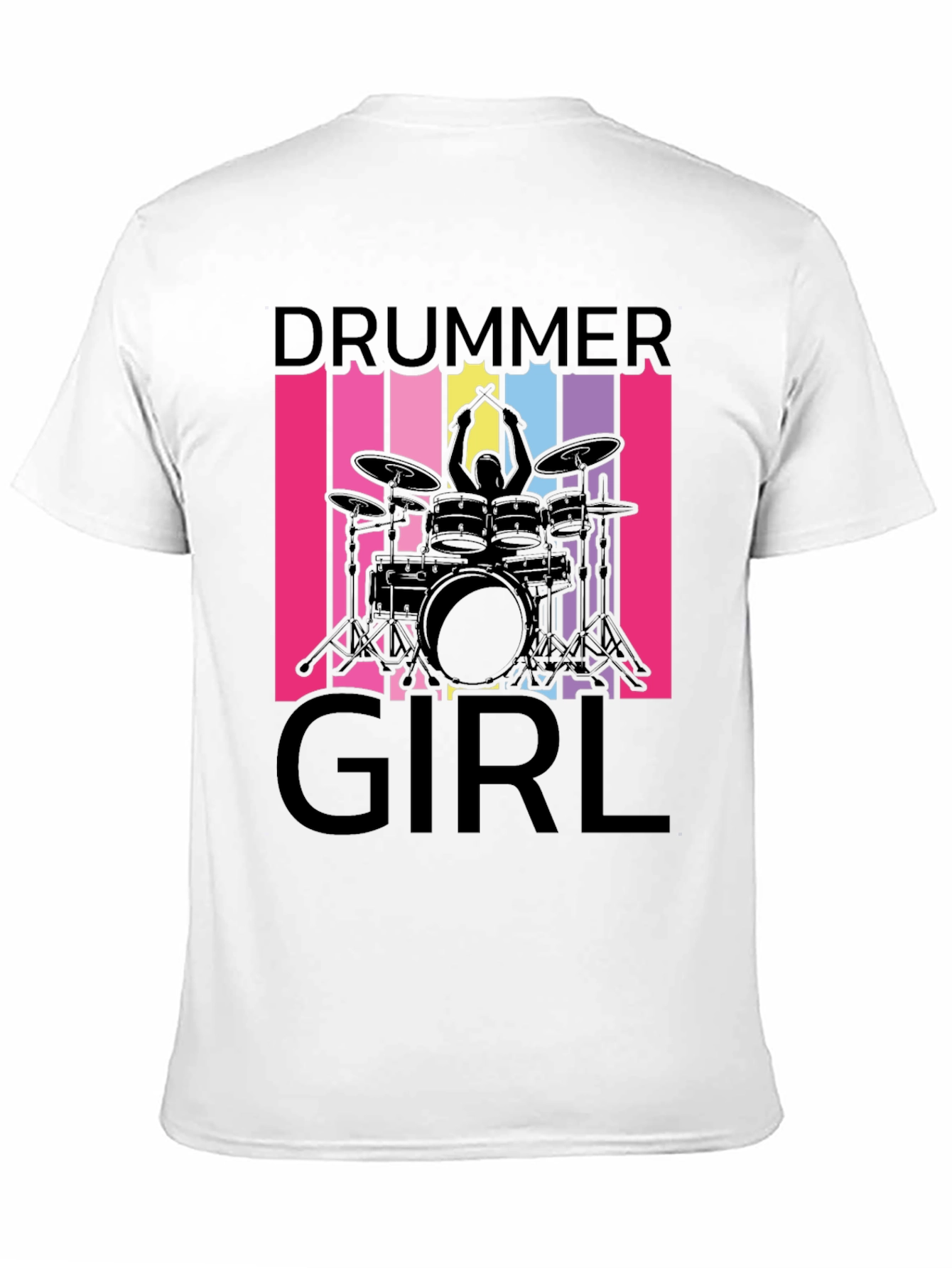 Black Drummer Girl T-Shirt - Music Lover Tee view 11