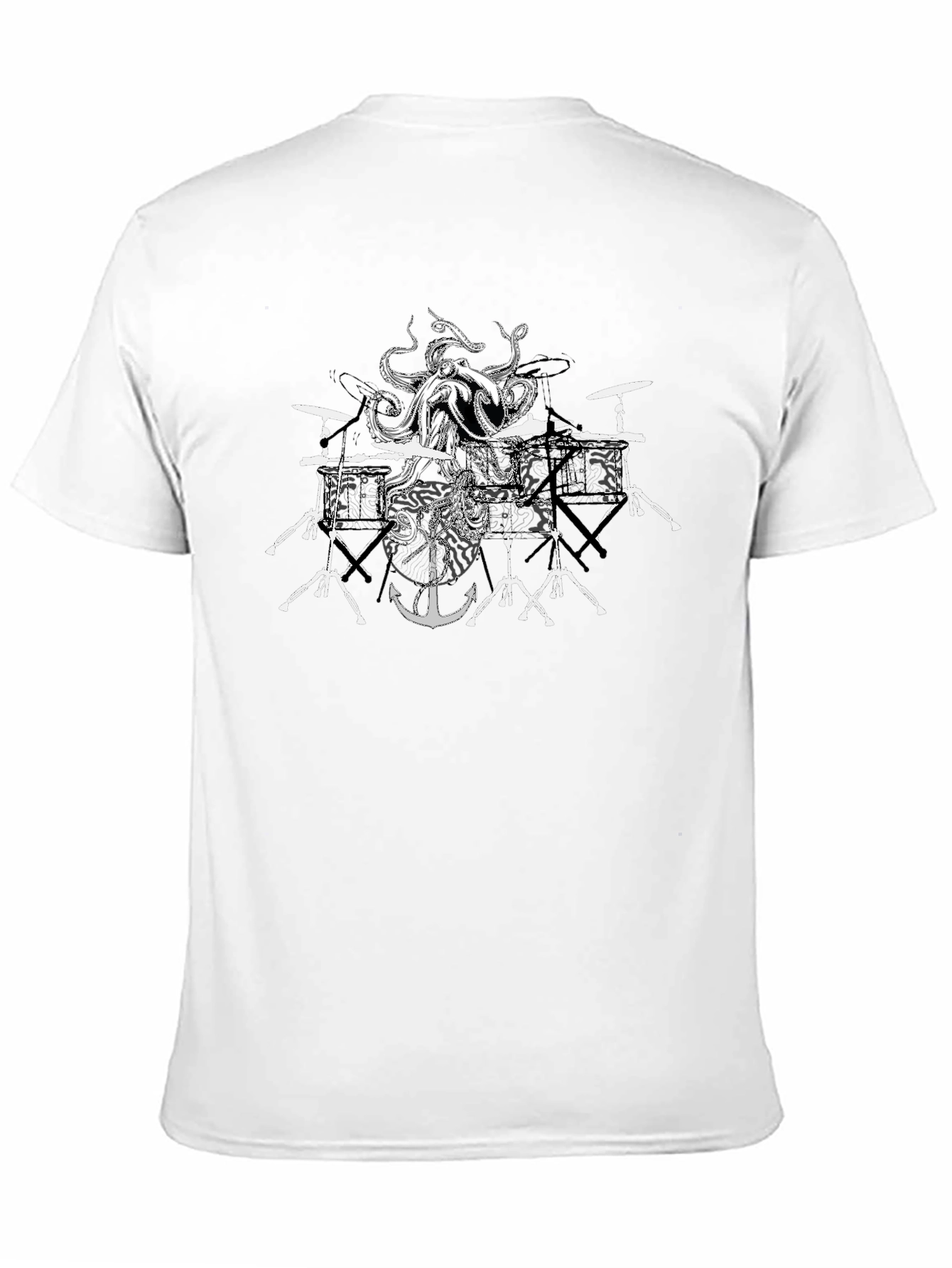 Black Octopus Drum Kit T-Shirt view 11